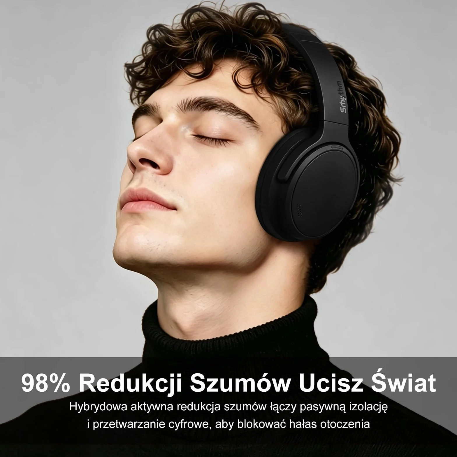 Srhythm NiceComfort 35 (2. Generacja) Hybrydowe słuchawki z redukcją szumów, bezprzewodowa technologia Bluetooth 6.0, 5 mikrofonów z funkcją ENC, przezroczystość, czas odtwarzania 140 godzin