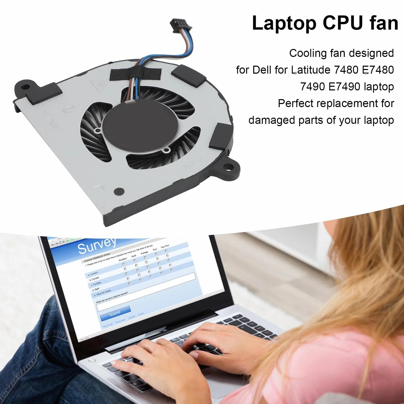 Zapasowy Wentylator Chłodzący CPU do Latitude 7480 E7480 7490 E7490 Laptopa, 4-pinowe Złącze Zasilania, DC 5V 2W