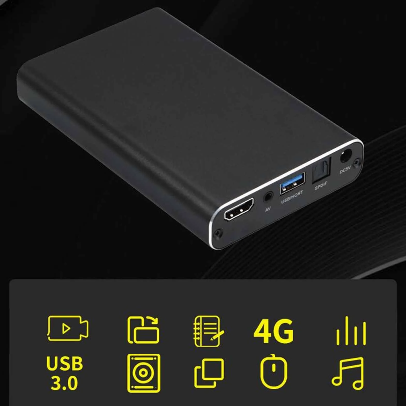 Odtwarzacz Multimedialny Mini HD, Odtwarzanie w Pętli Analogowej AV, Odtwarzacz Multimedialny Ultra HD 4K, Pionowy Ekran na kartę Pamięci USB (Wtyczka UE)