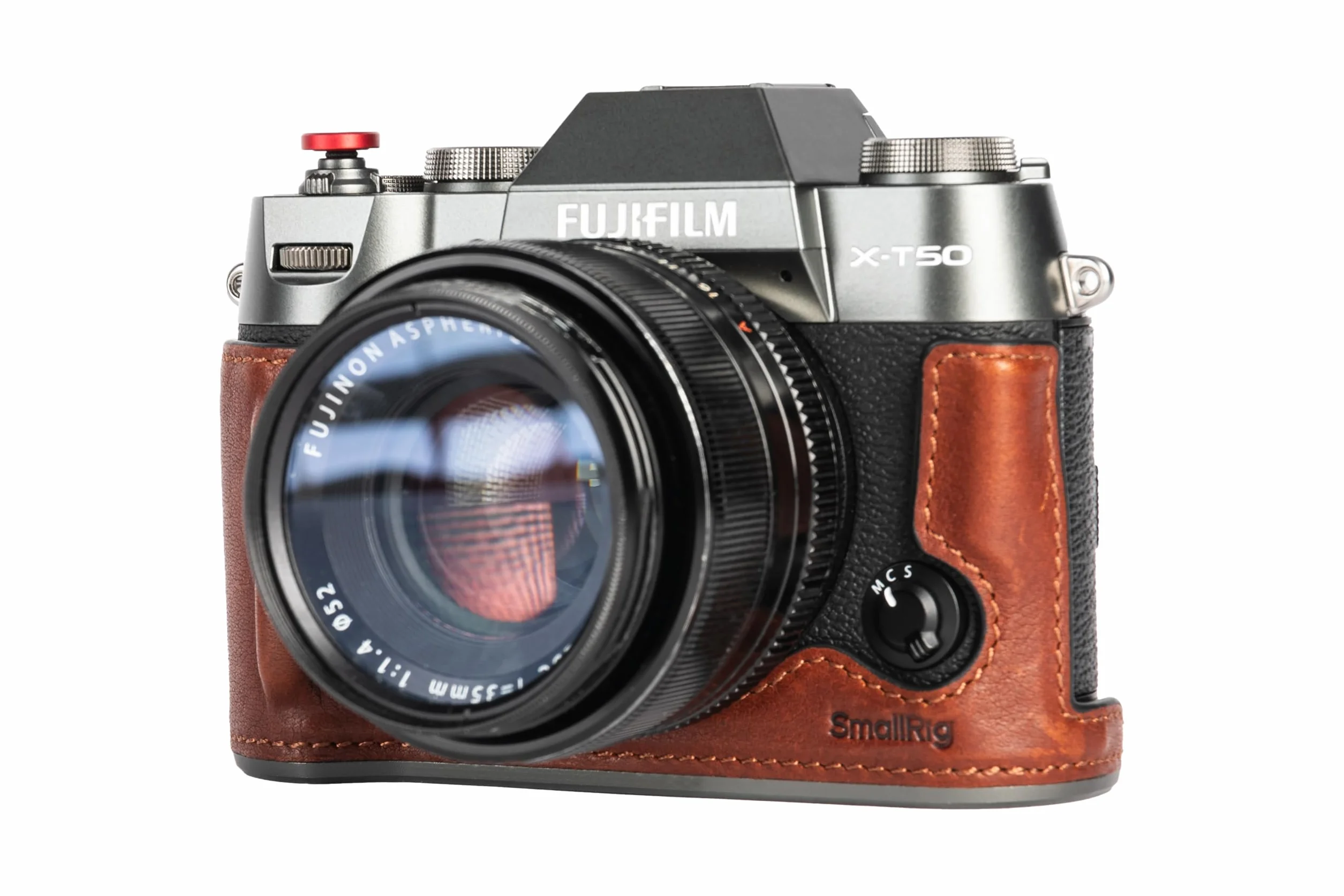 SMALLRIG X-T50 Half Leather Case Kit with Shoulder Strap, Skórzany Futerał na Aparat Fotograficzny w Stylu retro z Aluminiową Ramą dla FUJIFILM X-T50, (Brązowy) - 4710