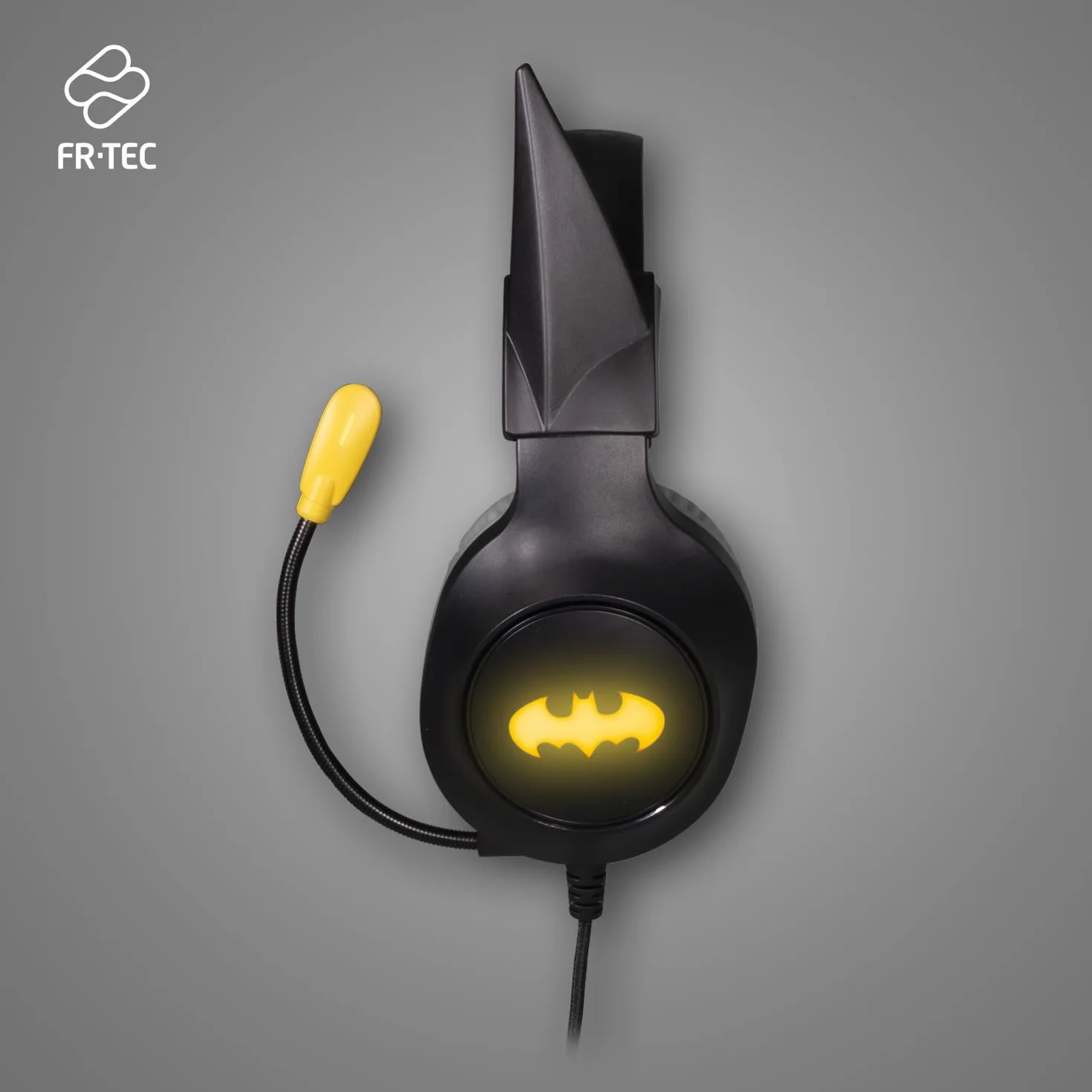 FRTEC - zestaw słuchawkowy do gier Batman z odłączanymi uszami Dark Knight, kabel LED RGB do PlayStation 5, PS4, Xbox Series X/S, Xbox One, Nintendo Switch, PC, Mac