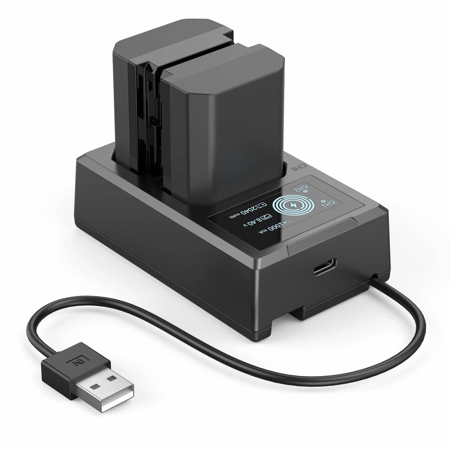 SMALLRIG NP-FZ100 (2 sztuki) Camera Battery Charger Set dla Sony A7 IV, A7R V, A7S III, Double Slot NP-FZ100 Ładowarka dla A7R IV, A7R III, A7 III, A7C, FX3, FX30, A6600, A6700, ZV-E1, A1, A9-3824B