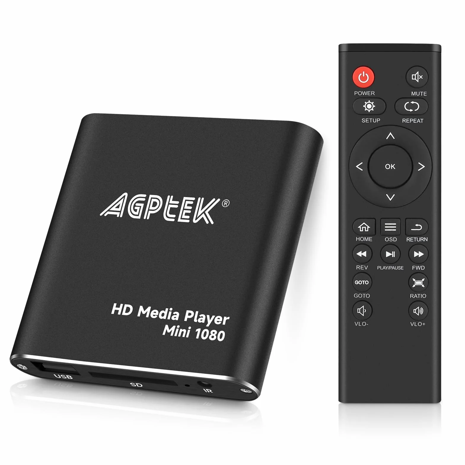 Odtwarzacz multimedialny HDMI, Mini 1080p Full-HD Ultra HDMI Cyfrowy odtwarzacz multimedialny dla -MKV/RM- dysków twardych USB i kart SD
