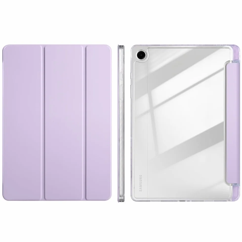 Generic etui kompatybilne z Samsung Tab S10 FE 10,9 SM-X520 (kolor: fioletowy taro) skóra przezroczysta silikonowa twarda obudowa z klapką