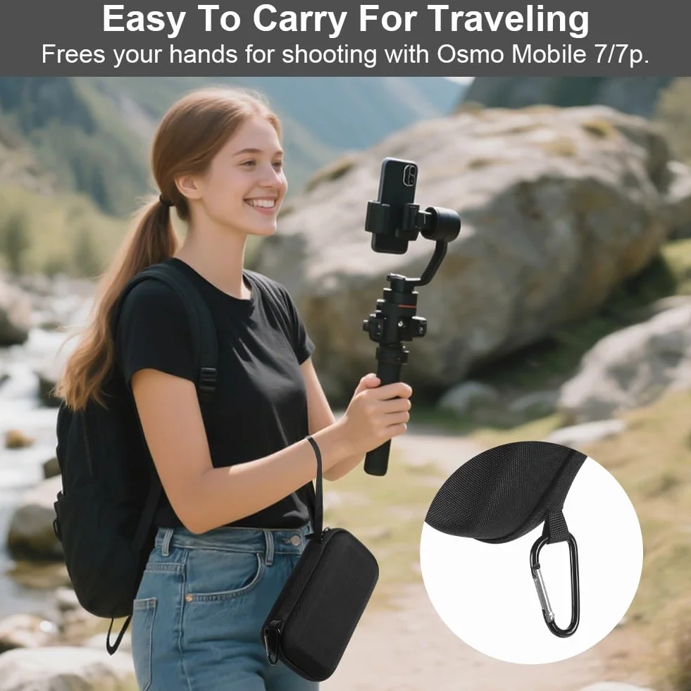 HOTUT Osmo Mobile 7 Case, kompaktowe etui ochronne do DJI OM 7/OM 7P, Czarny