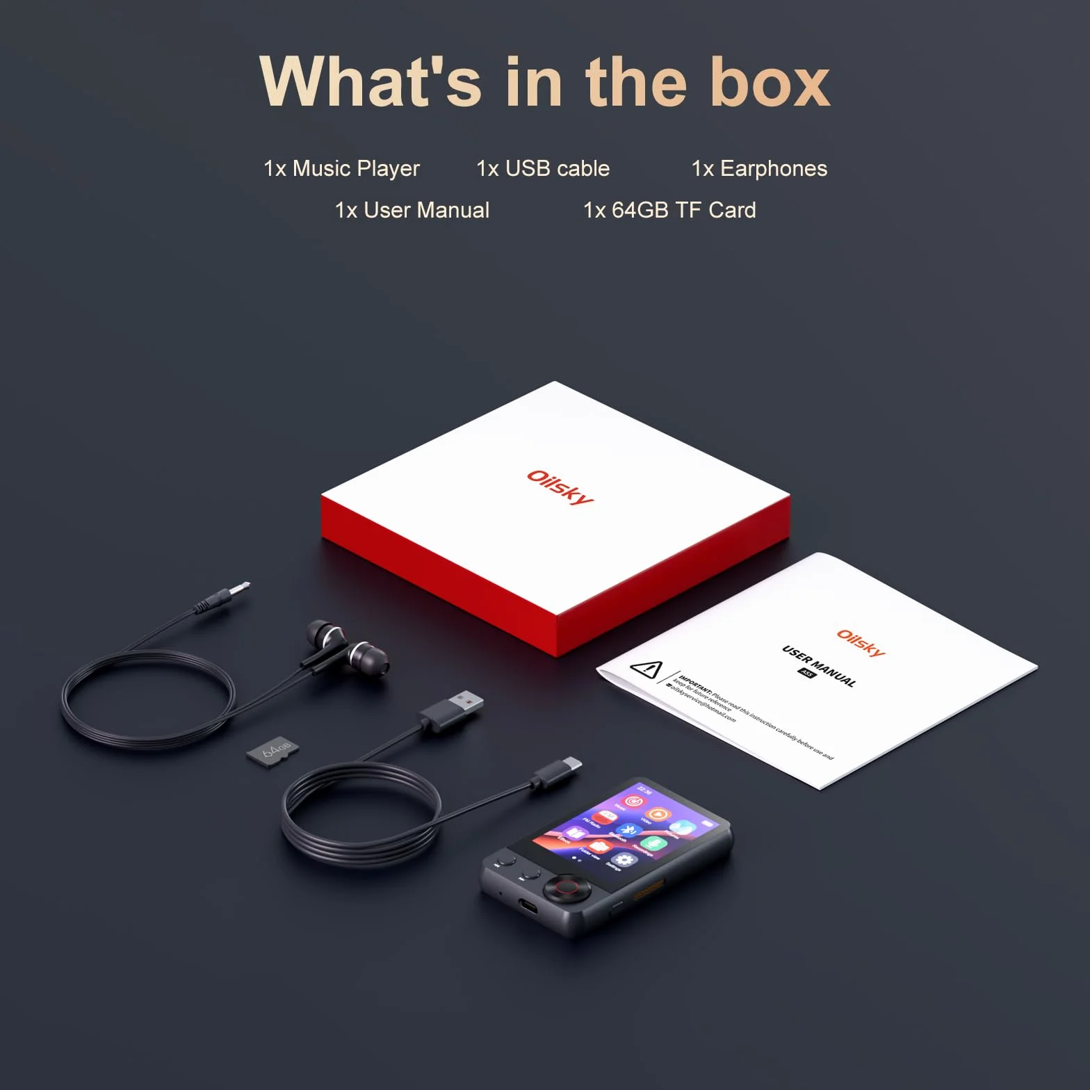 Odtwarzacz MP3 128 GB z Bluetooth 5.3, Przenośny odtwarzacz muzyczny z pełnym 2,4 cala, odtwarzacz MP3 z radiem FM, nagrywaniem głosu, słuchawkami