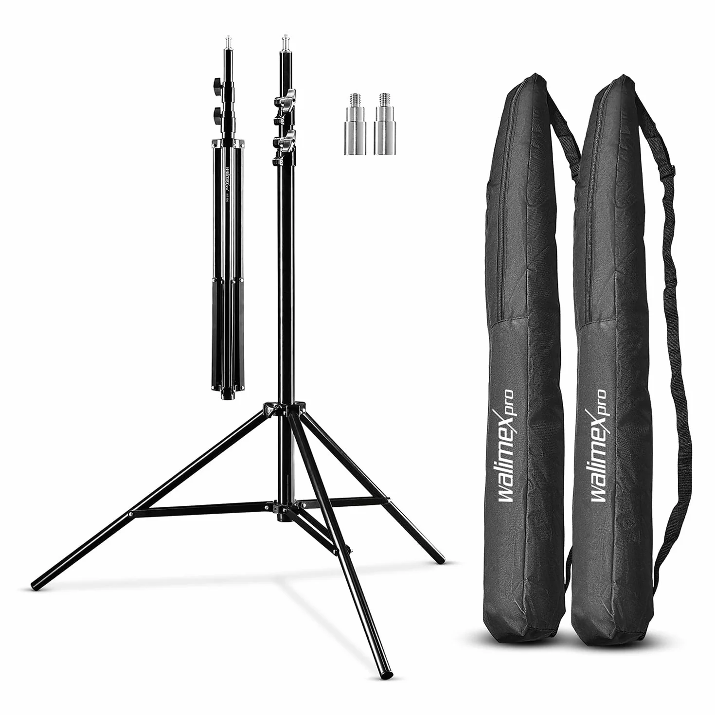 walimex Pro 2 x statyw do lampy WT-806 ze sprężynowym amortyzatorem I Max. 256 cm I stabilny statyw oświetleniowy, który może wytrzymać do 6 kg