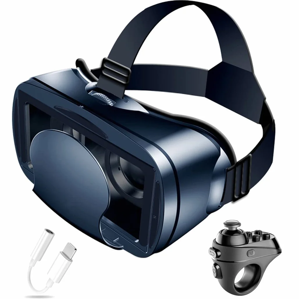 Okulary 3D, Virtual Reality, zestaw słuchawkowy, ochrona oczu, okulary VR do filmów 3D i gier, kontroler Bluetooth do iPhone 13 Pro Max/13 Pro/13/12/11, do Samsung Galaxy S21, Huawei, X. iaomi-Seria nie