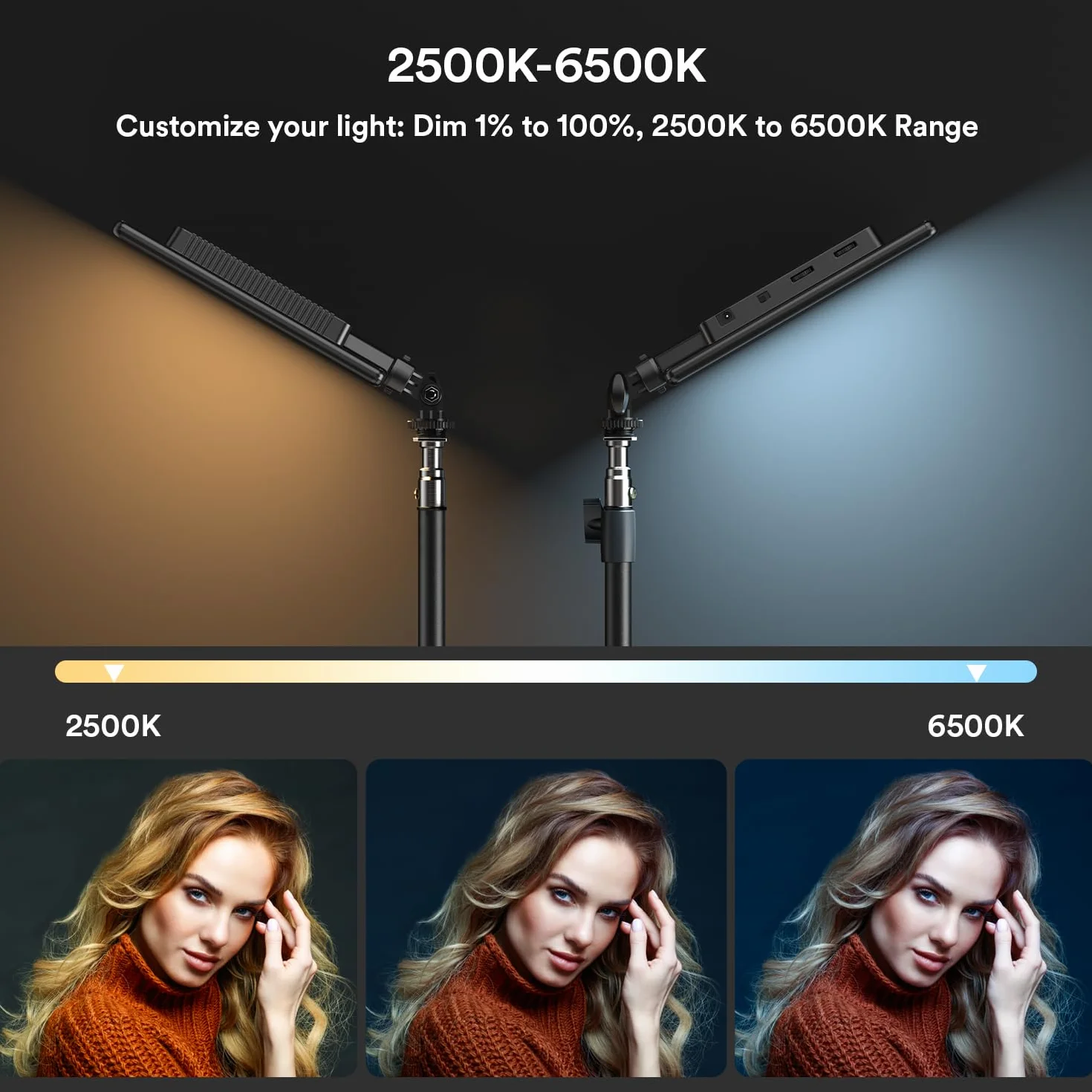 RALENO Zestaw Oświetlenia Wideo, Lampa Wideo LED ze Stojakiem 180 cm, Wbudowana Bateria CRI95+ 3200-5600 K 8000 mAh, Lampy do Studia Fotograficznego do TikTok YouTube Transmisja na żywo Wideografia