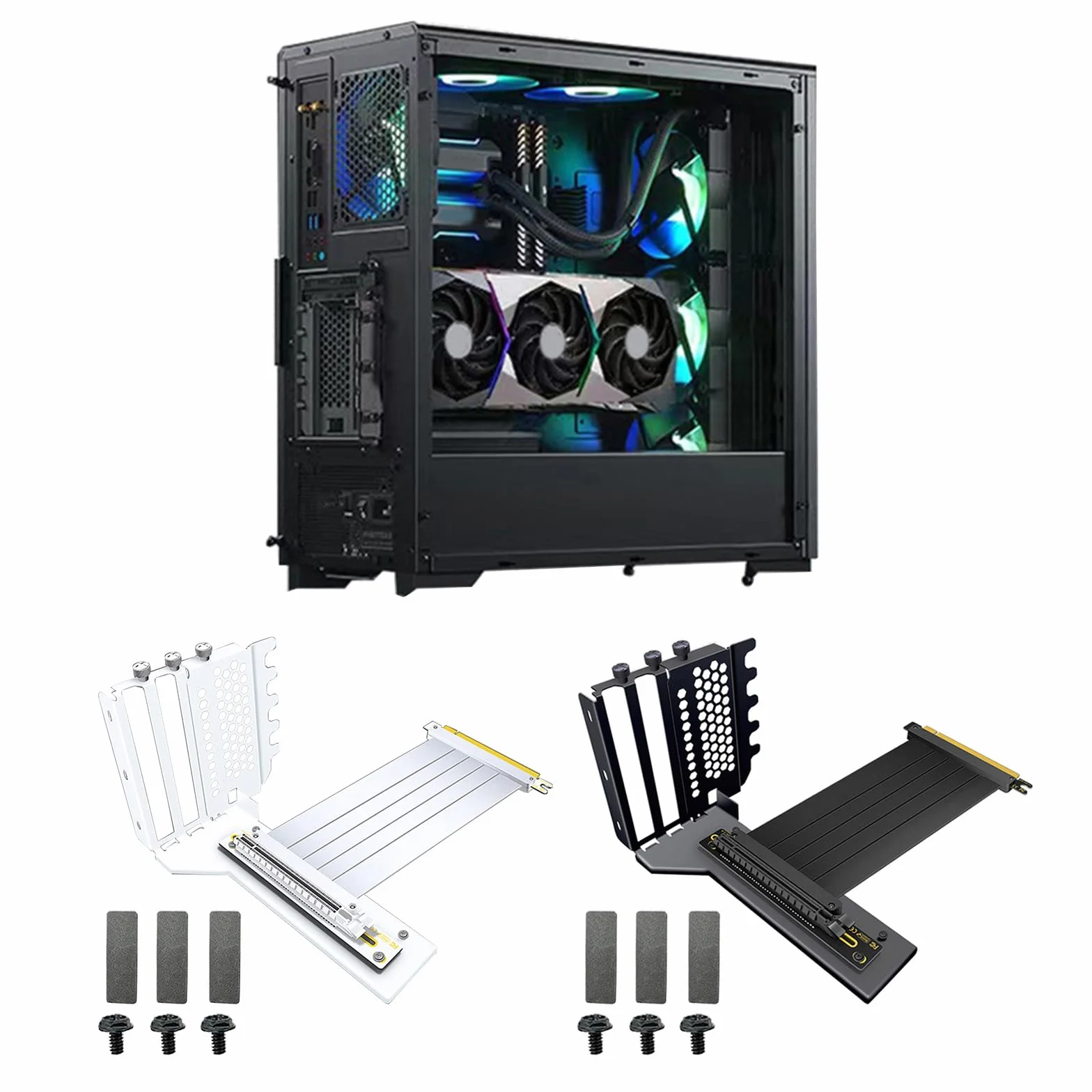 Pionowy uchwyt na kartę graficzną, uchwyt na kartę graficzną, zestaw uchwytów na kartę graficzną VGA z kablem PCIe 3.0, wspornik wsparcia GPU