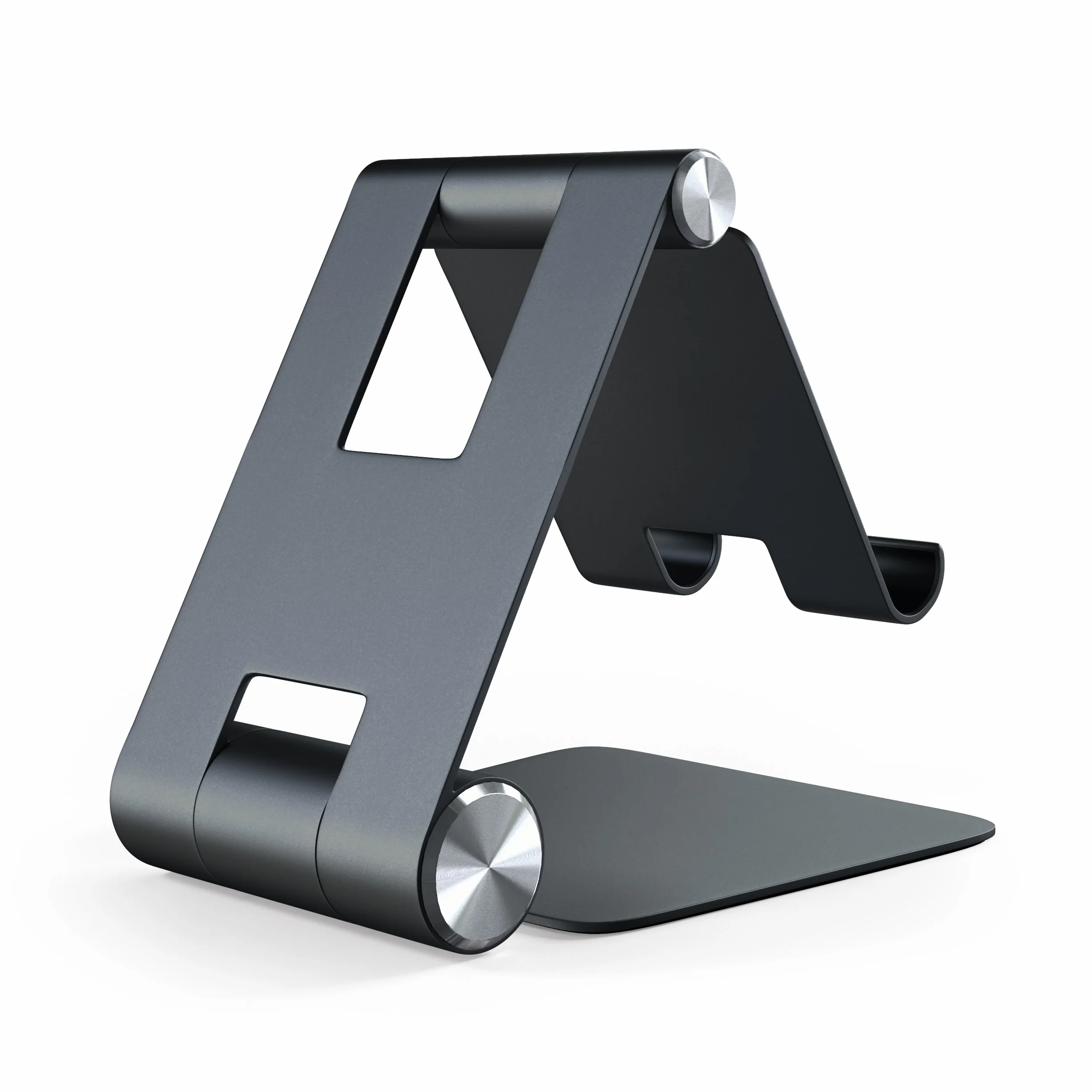 SATECHI składana aluminiowa podstawka R1 pod tablet, czarna | Regulowana i antypoślizgowa, do tabletów i smartfonów do 13 cali
