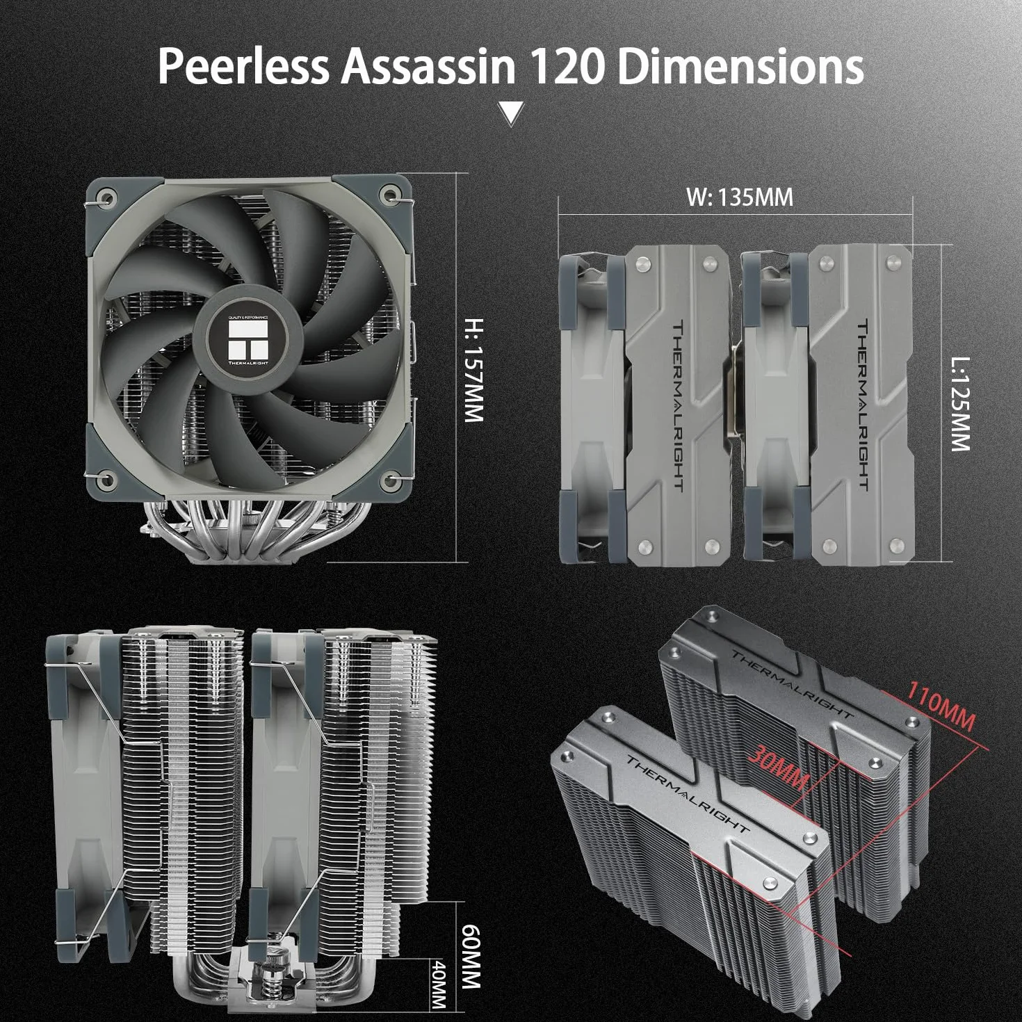 Thermalright Peerless Assassin PA120 Układ chłodzenia procesora, 6 ciepłowodów, wentylator Dual 120 mm TL-120mm PWM, aluminiowa osłona radiatora, AGHP, do AMD C12 AM4/Intel 1700/1150/1151/1200/2066