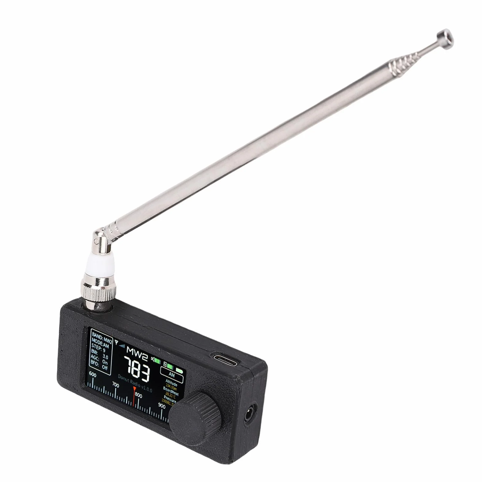 Bewinner SI4732 Przenośny Odbiornik Radiowy z Ekranem IPS 1,9 Cala, Pełne Pasmo AM FM LSB Obsługa USB, Antena Teleskopowa, 10H Bateria do Podróży, Awaryjna (BLACK)