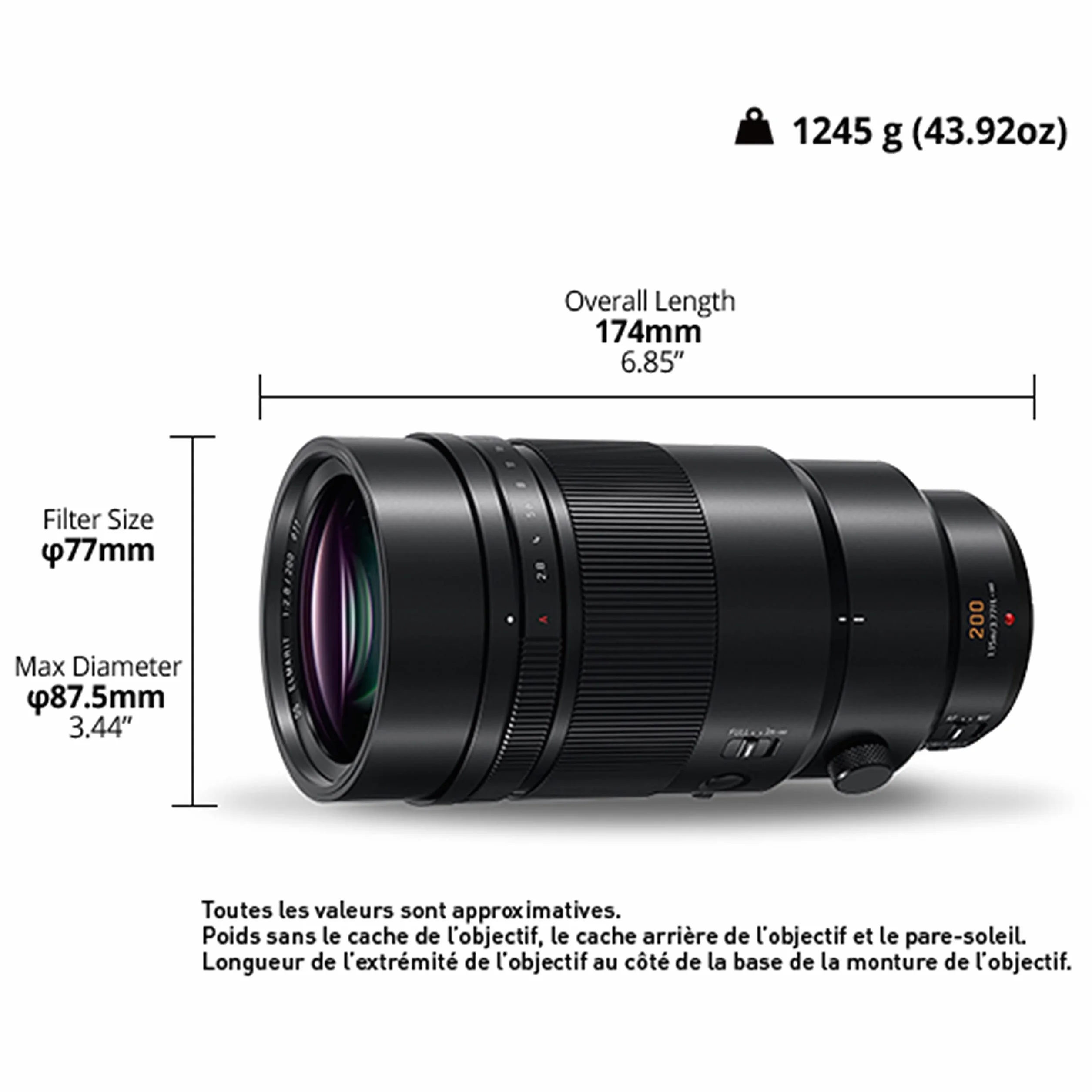 Panasonic H-ES200 LEICA DG ELMARIT teleobiektyw stałoogniskowy (ogniskowa 200mm/400mm (odpowiednik aparatu 35 mm), F2.8, filtr φ77mm, micro 4/3), czarny