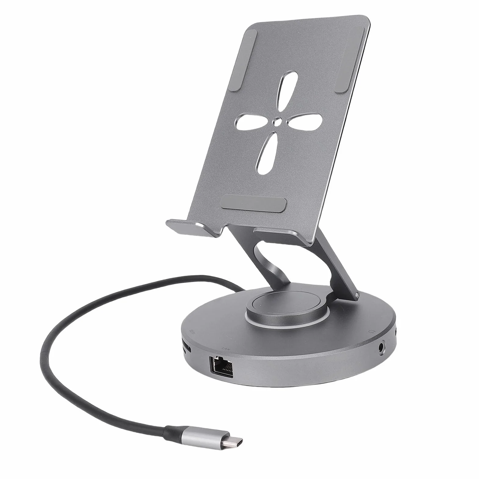 Tosuny Regulowana Stacja Dokująca do Tabletu 10 W 1 |Podstawa Koncentratora USB C z Obrotem 360° o Mocy 100 W i Czytnikiem Kart USB 3.0, Gniazdem 3,5 Mm