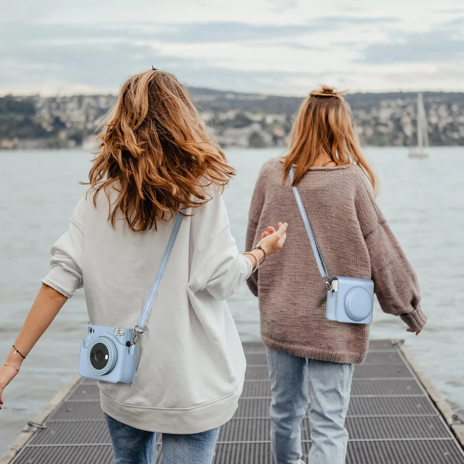 Fintie Etui na aparat fotograficzny Fujifilm Instax Square SQ1 / Instax Square SQ40 - Premium pokrowiec ochronny podróżny torba na aparat etui ze zdejmowanym paskiem, niebieski