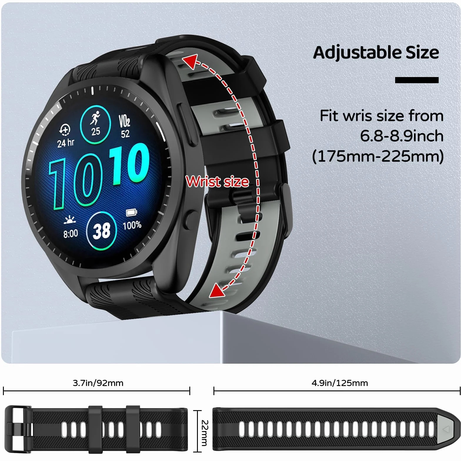 Pasek do zegarka Garmin Forerunner 965, Forerunner 955, Forerunner 945, Forerunner 935, miękki silikon, 22 mm, paski zastępcze