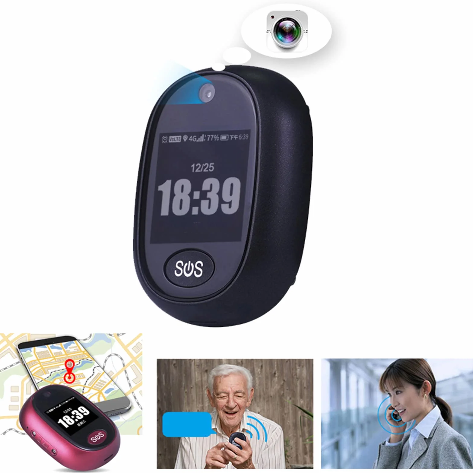 Urządzenie śledzące GPS dla osób starszych – osobisty lokalizator 4G z przyciskiem awaryjnym SOS, połączenie wysokiej rozdzielczości, precyzyjne pozycjonowanie globalne, wodoodporna konstrukcja do
