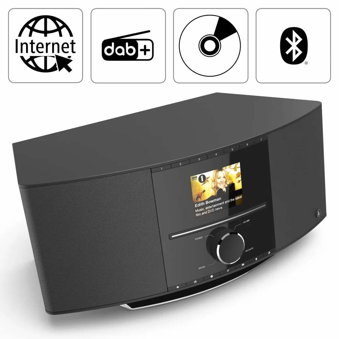 Hama radio cyfrowe DIR3510SCBTX (odbiór sygnałów FM, DAB/DAB+, obsługa Bluetooth 5, obsługa Spotify Connect, moc muzyczna 40W) czarne