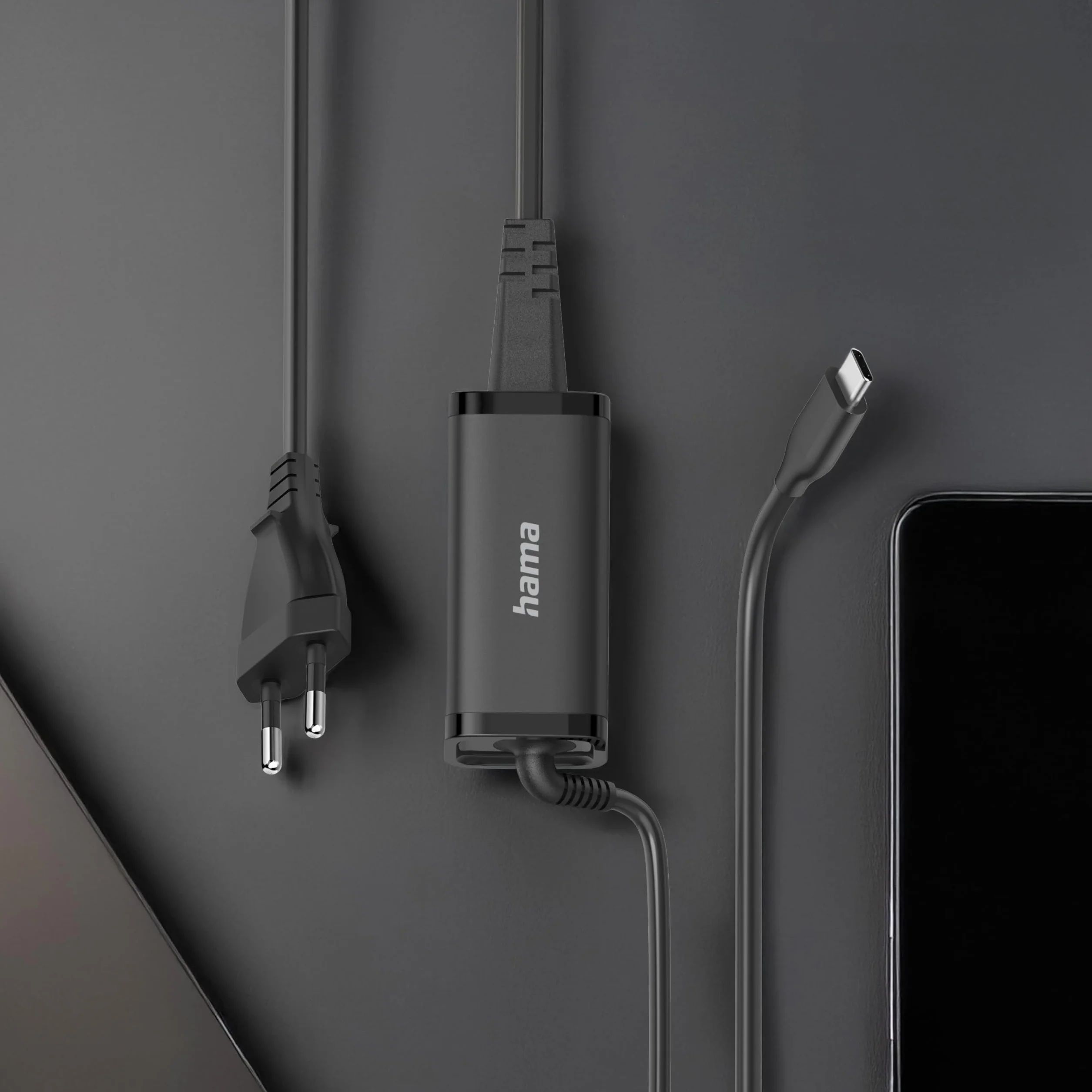 Hama Uniwersalny Zasilacz GaN USB-C 100W, Kompatybilny z Laptopem, Tabletem, Konsolą, Wydajny i Niskie Emisje Ciepła, Bezpieczne Ładowanie dla Wszystkich Urządzeń