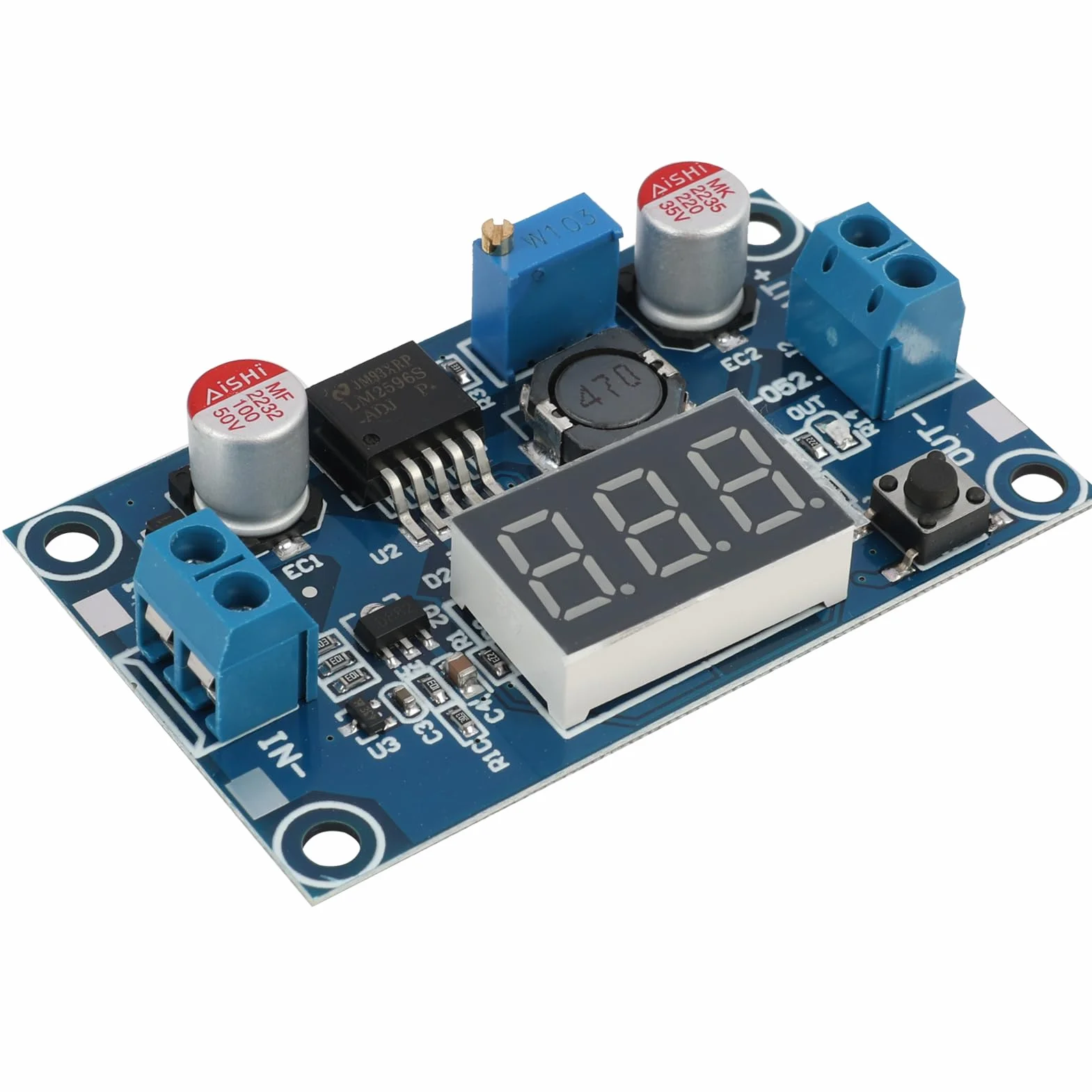 2 sztuki przetworników napięcia DC-DC Buck, moduł mocy, regulowany moduł Step-Down, stabilny 36V 24V 12V do 5V 2A moduł zasilacza z wyświetlaczem LED do projektów elektronicznych