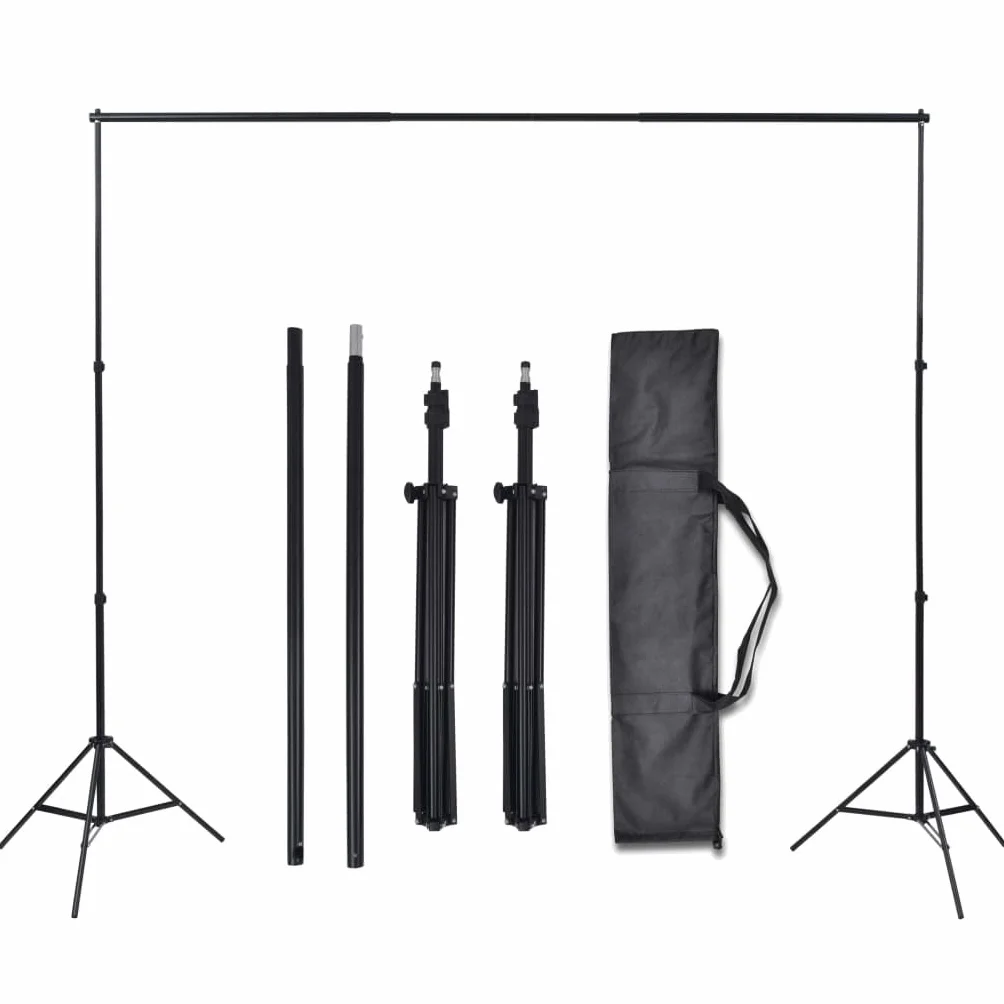 Zestaw do studia fotograficznego z 3 bawełnianymi tłami, 3 x 5 m, regulowany system aluminiowego tła z 2 statywami, 2 poprzeczkami, torba do przenoszenia, do fotografii, wideo, portretów