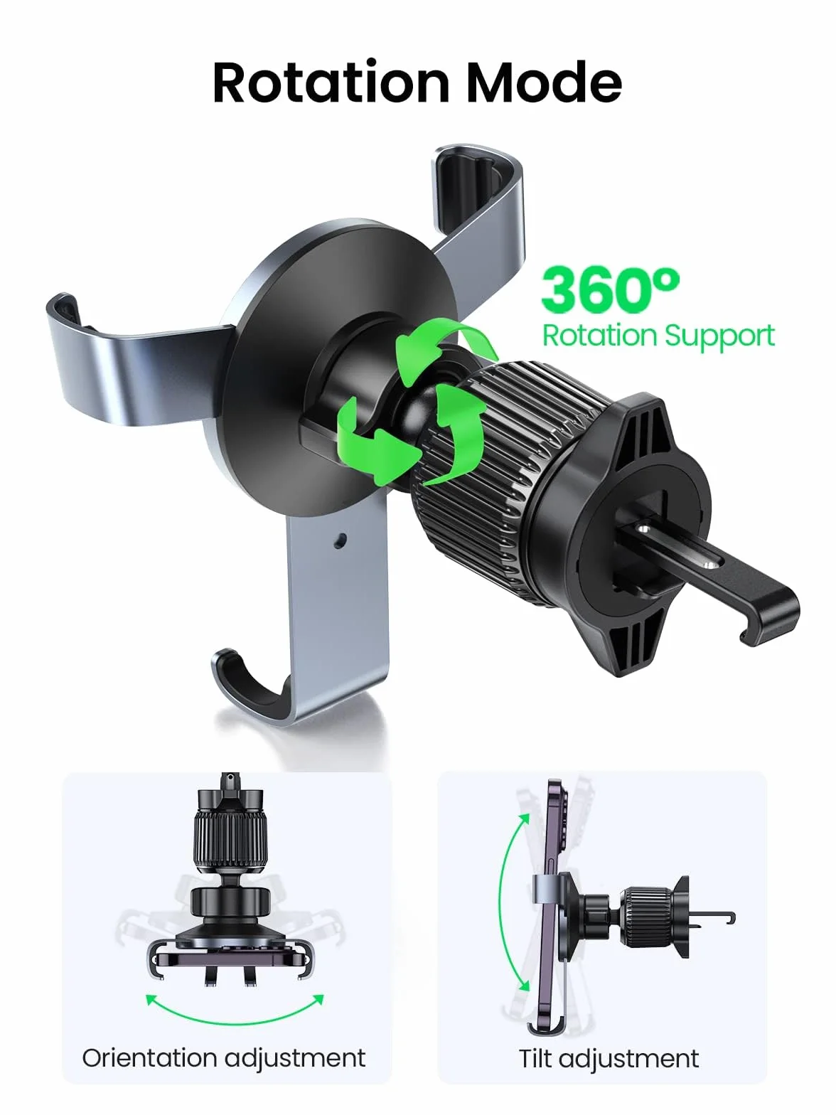 UGREEN Uchwyt Samochodowy na Telefon, Odpowietrznik Hak na Ogon, Kompatybilny z iPhone 14/13/12 Pro Max XR Galaxy S22 S21 S20 Huawei P30 P20