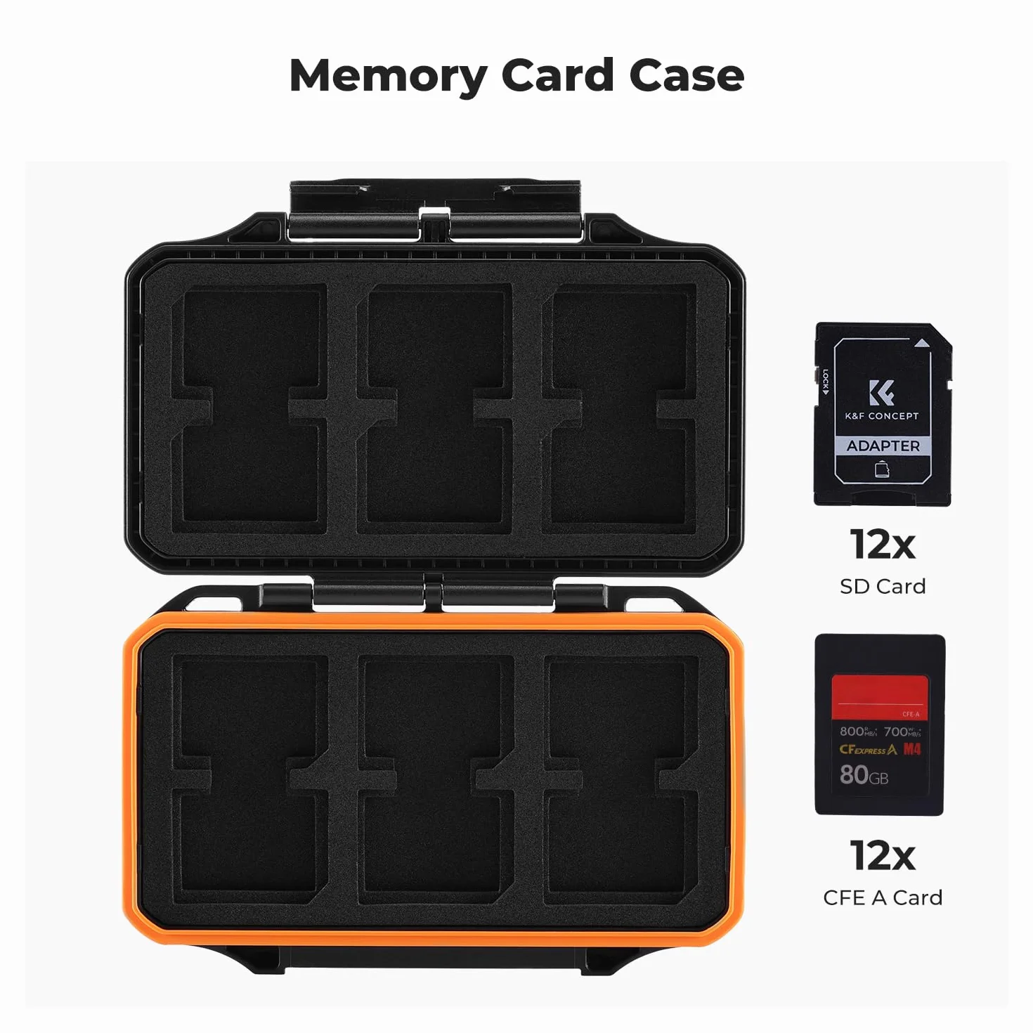 K&F Concept Etui na karty pamięci 12 SD 12 CFE-A Slot Card Storage wodoodporne odporne na wstrząsy organizer