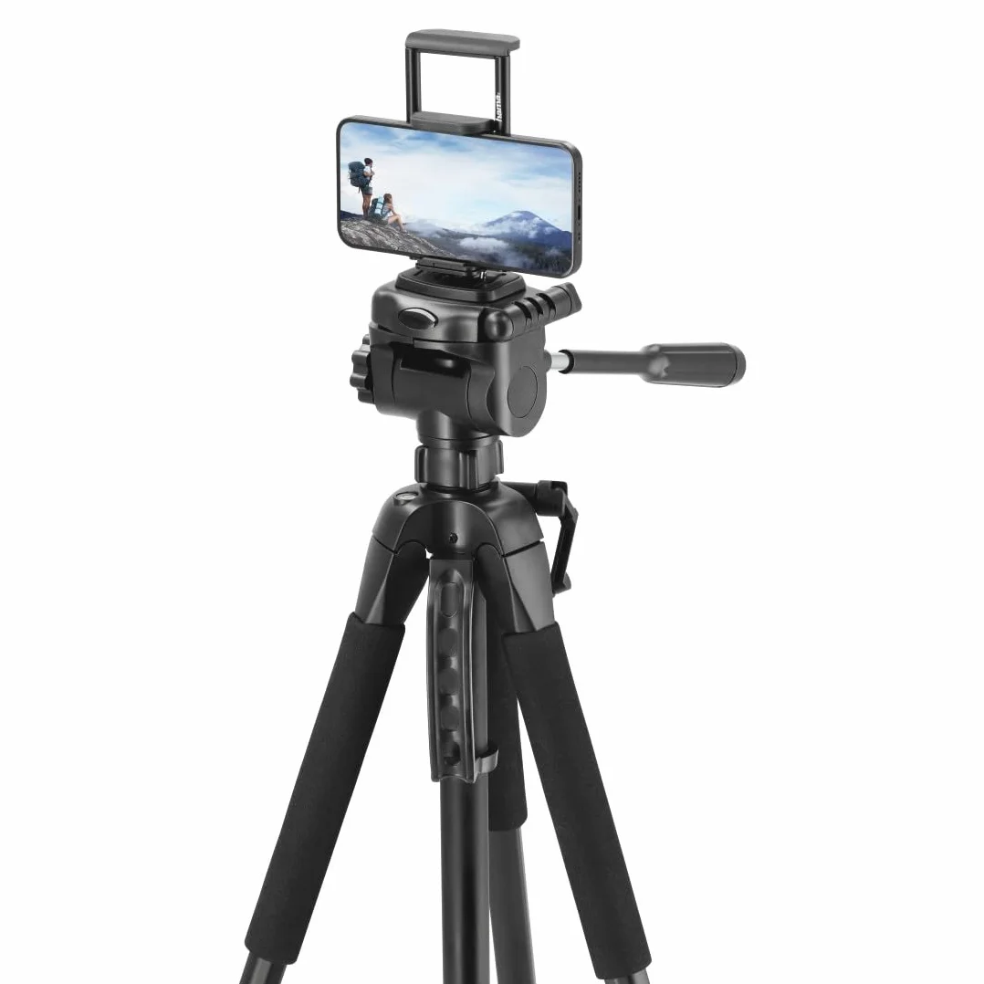 Hama Action 170 Statyw do aparatu 3D o wysokości 62-170 cm, statyw fotograficzny z uchwytem na telefon komórkowy i uchwytem na tablet, statyw z głowicą 3-kierunkową, statyw do lustrzanki z torbą