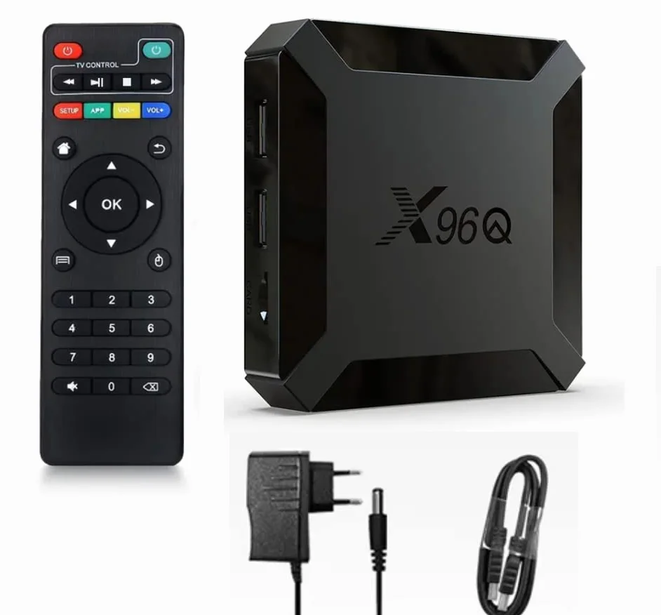 X96Q 2GB RAM16 GB ROM Box Android TV Box Media Player Wysoka jakość (Android 9.0) z pilotem i kablem HDMI, odtwarzacz multimedialny 4K chromecast TV Box