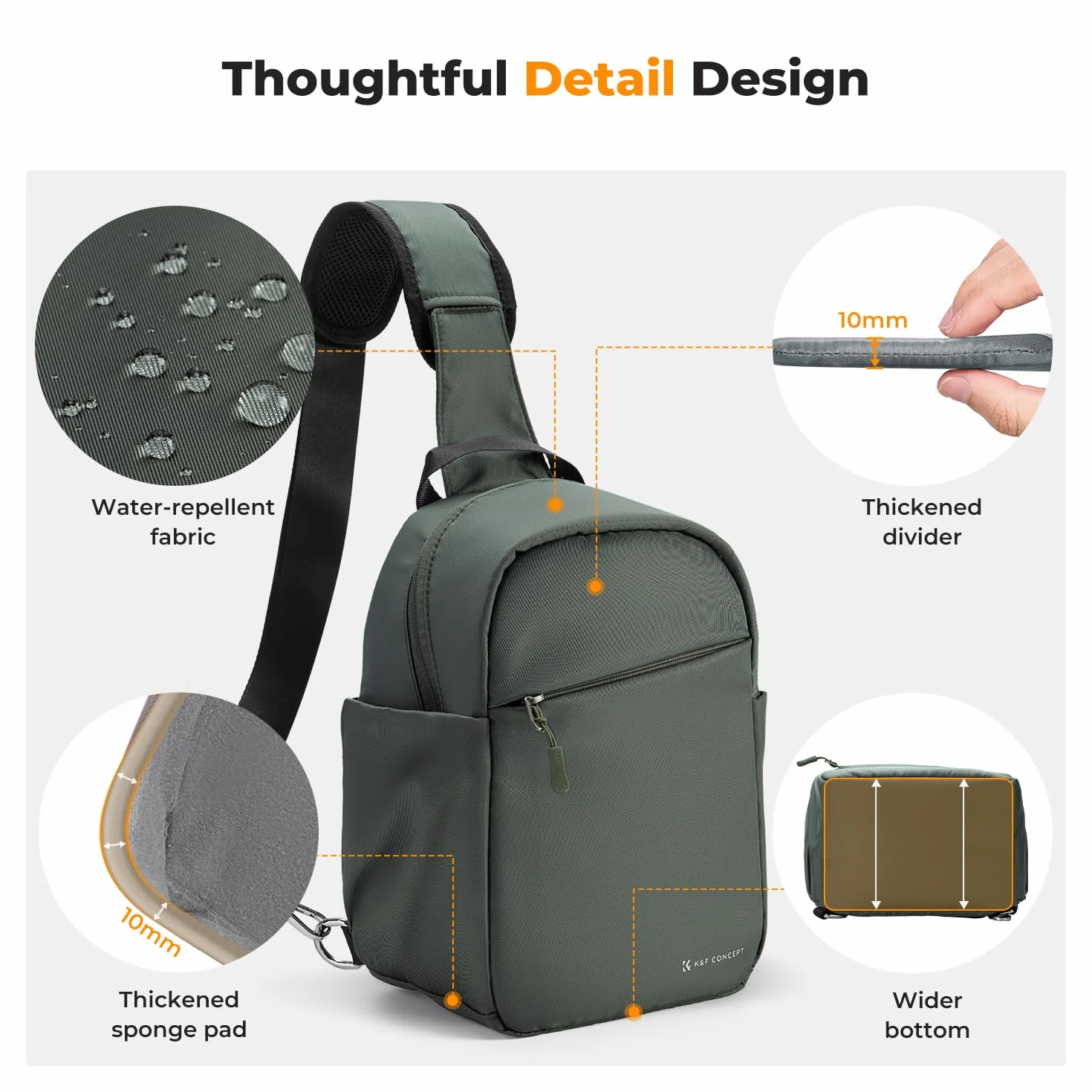 K&F CONCEPT Torba na aparat fotograficzny dla fotografów wodoodporny plecak na aparat fotograficzny laptop dla mężczyzn kobiet, ZIELONY, M, Formalny K&F Concept