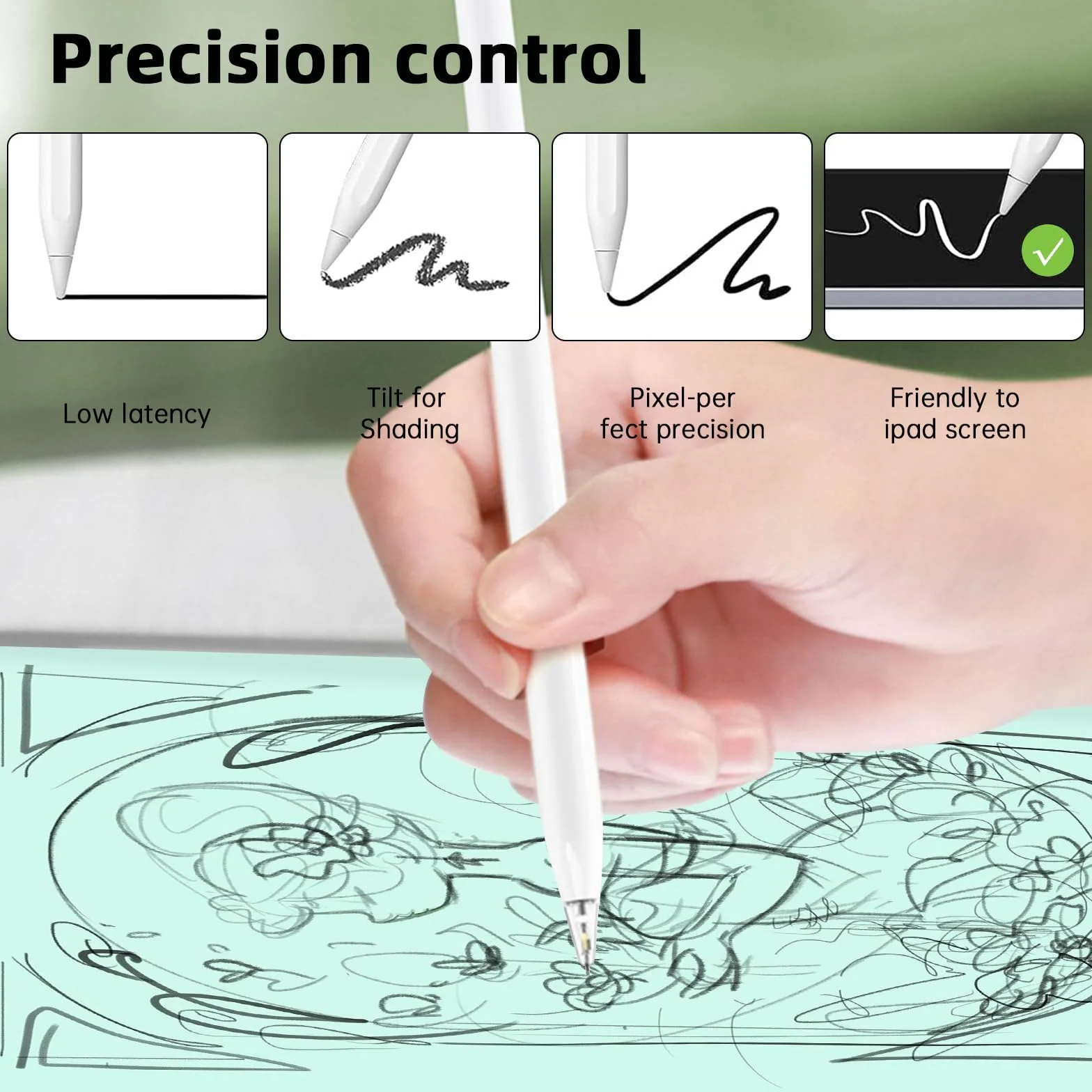 Końcówka do Apple Pencil 2. generacji, 8 sztuk końcówek zamiennych do Apple Pencil 1. generacji i 2. generacji, odporny na zużycie, precyzyjny, z tworzywa sztucznego i metalu, biały