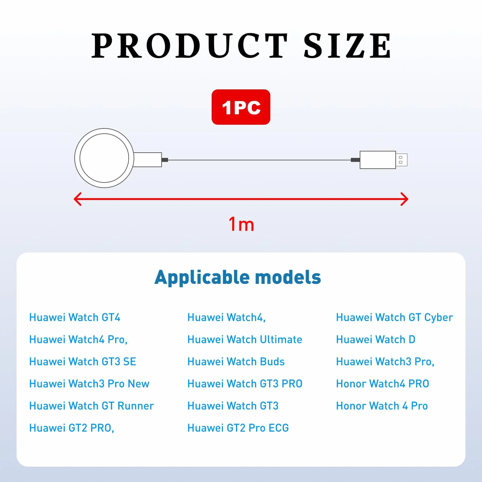 Ładowarka magnetyczna do Huawei Watch GT5, GT5 Pro, GT4, GT3, GT3 Pro, GT2 P, Watch 4, 4P, 3, 3P Ultimate, z kablem o długości 1 m, przenośna stacja ładująca do domu i biura.