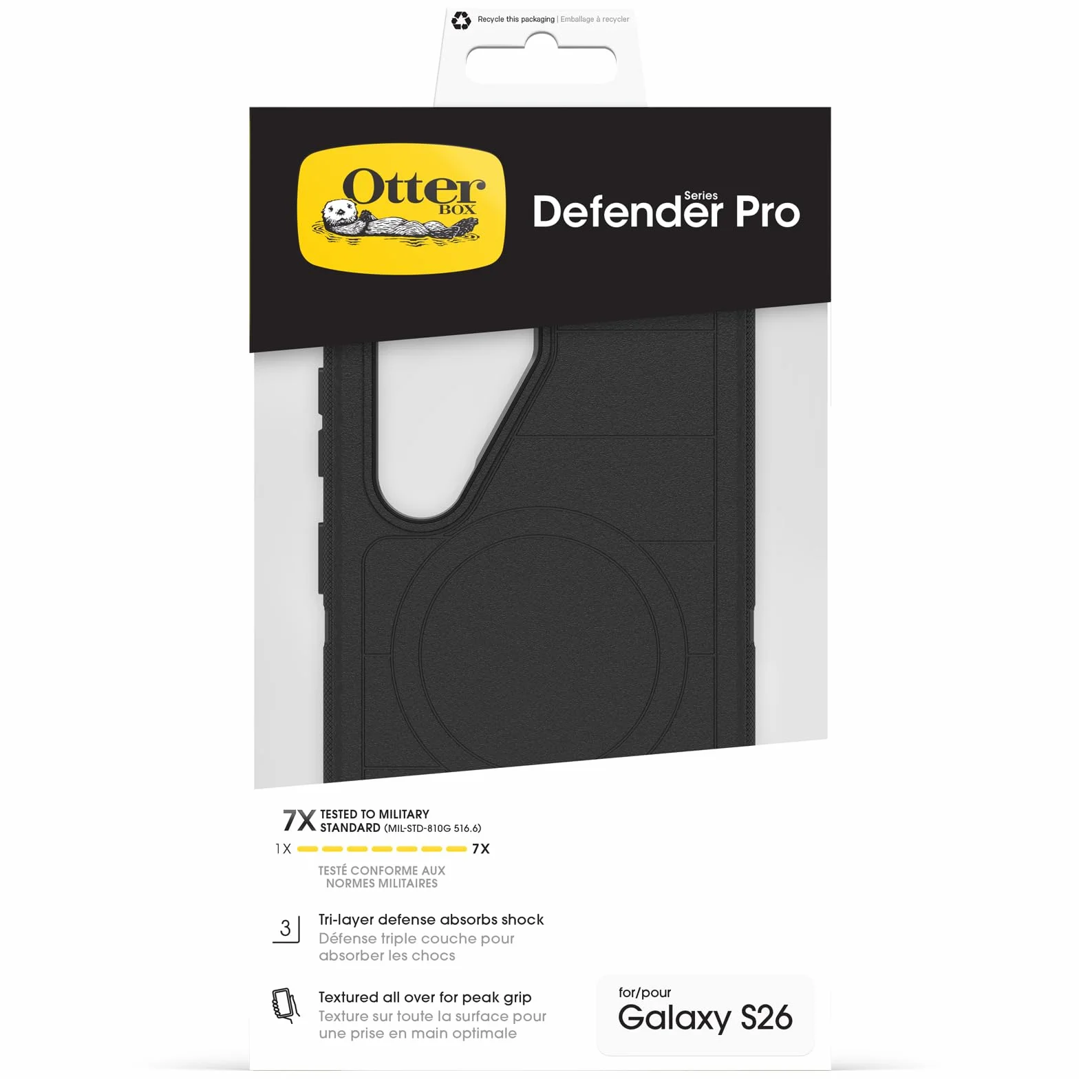 OtterBox Defender Pro Etui z magnesami do Samsung Galaxy S26, Czarne | Odporne na wstrząsy i upadki, 7 razy przetestowane zgodnie ze standardami wojskowymi, Bez Opakowania Detalicznego
