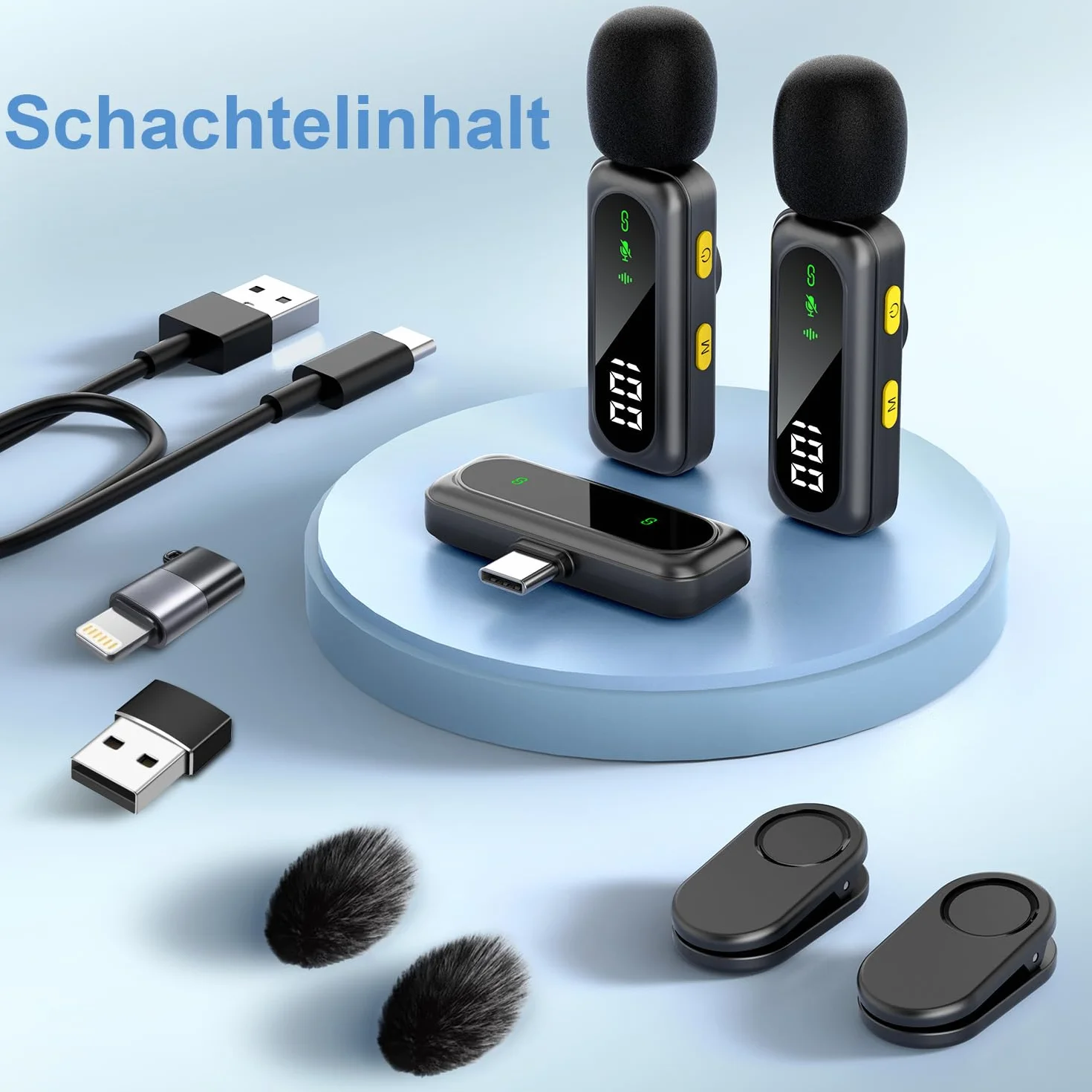 Bezprzewodowy mikrofon lavalier do iPhone'a/Android/PC, mini mikrofon z redukcją szumów, kompatybilny z nagrywaniem wideo, vlogiem, wywiadami, YouTube, Tiktok