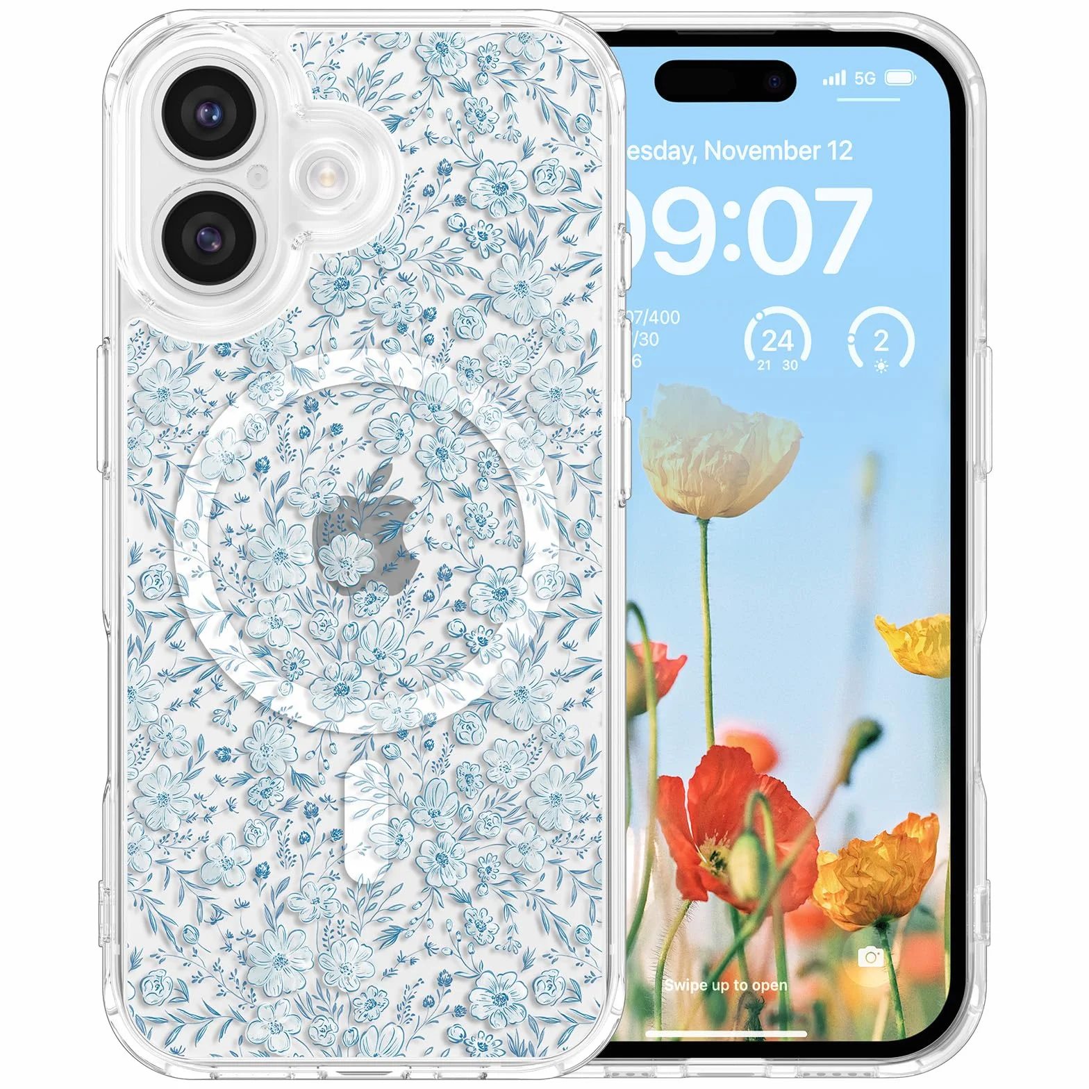 RALEAVO Etui magnetyczne do iPhone'a 17 6,3" MagSafe bezprzewodowe przezroczyste odporne na uderzenia niebieskie