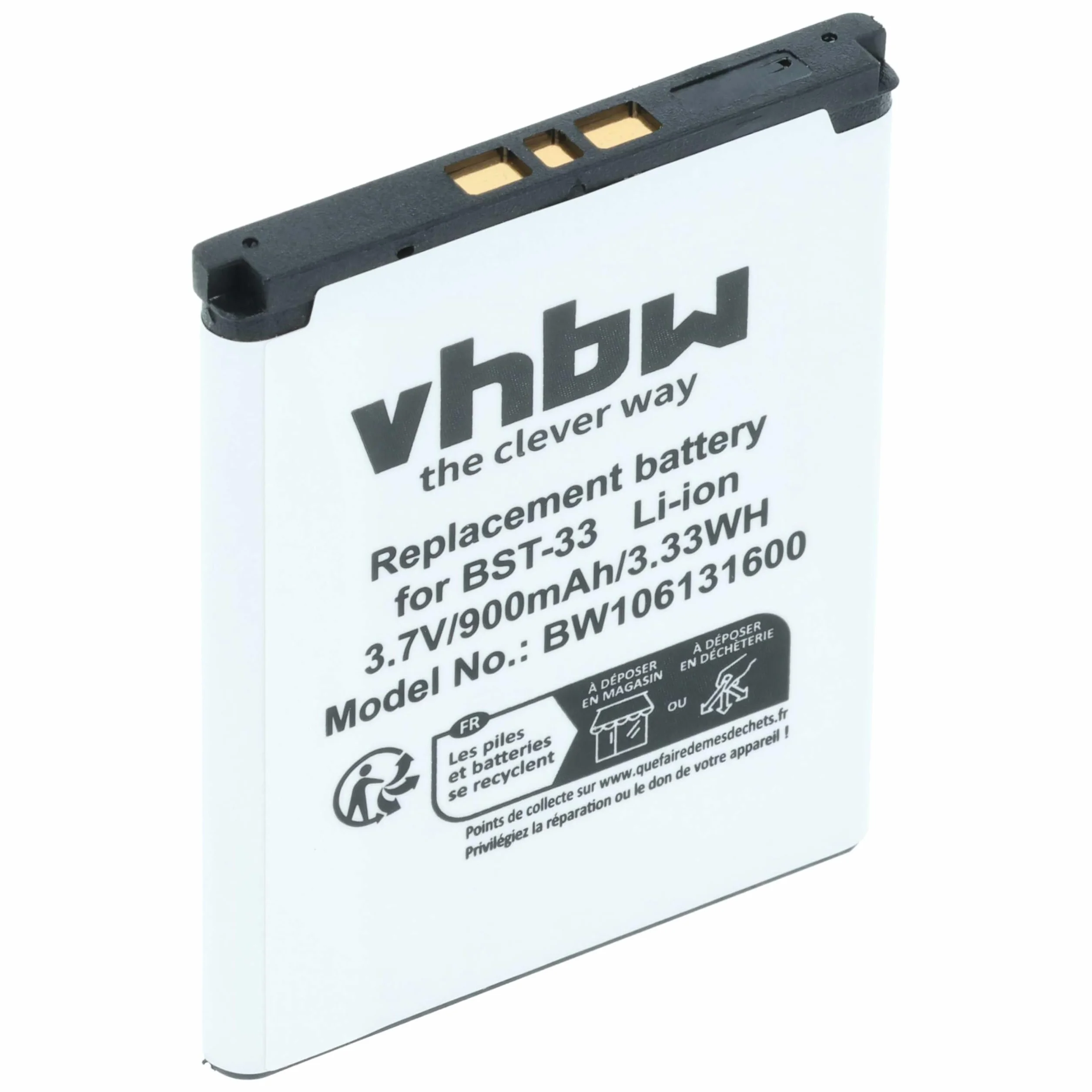 Bateria vhbw kompatybilna z Sony Ericsson Z530i, Z610i, Z800, Z800i, zamiennik smartfonu Xperia Pureness do BST-33 (Li-Ion, 900mAh, 3,7 V)