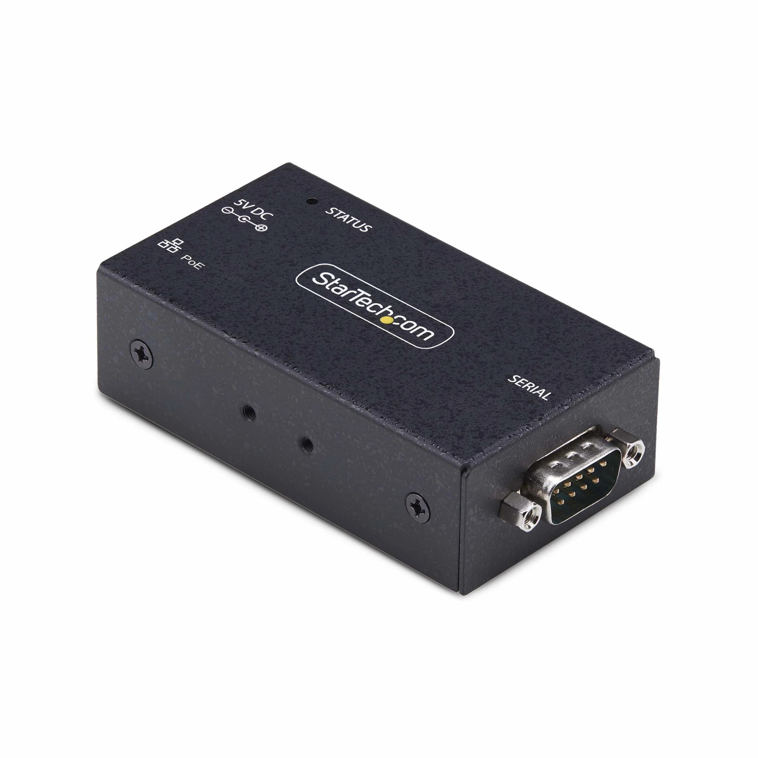 StarTech.com 1-portowy adapter szeregowy na Ethernet, serwer urządzeń szeregowych zasilany PoE 802.3af, szyna ścienna/DIN, konwerter LAN na DB9