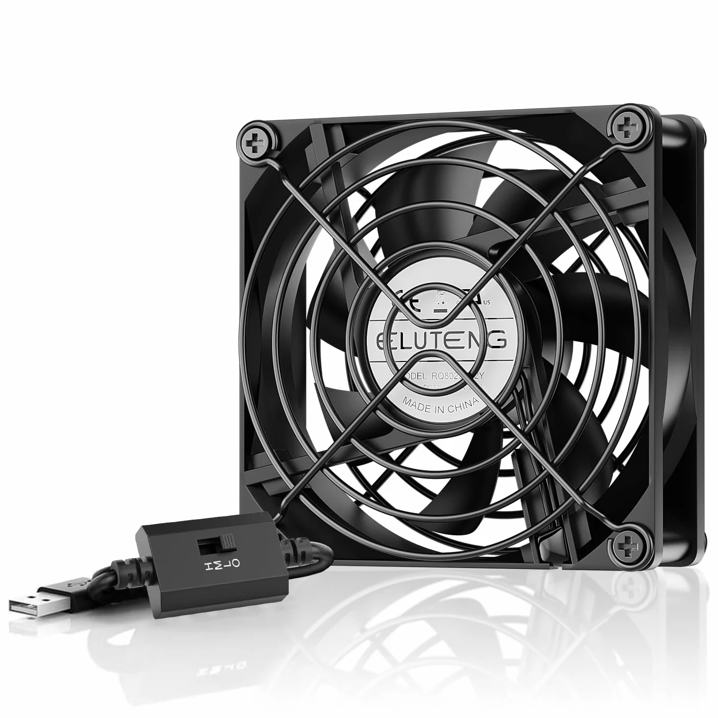 ELUTENG Wentylator USB 80 mm 5 V 3 prędkości do komputera PS4 TV Box routerów