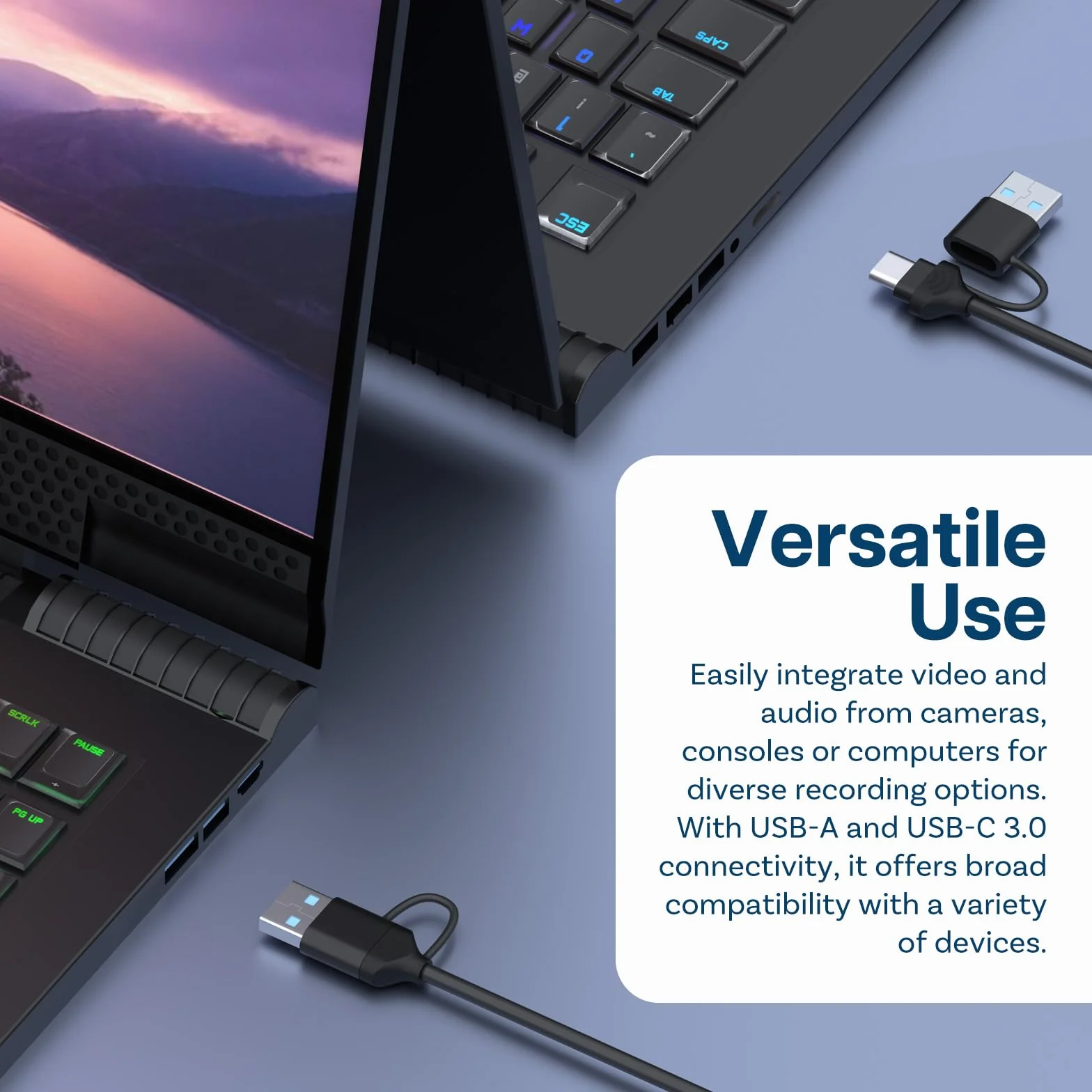 Karta do Przechwytywania Wideo USB-A/USB-C 3.0 do HDMI firmy MMOBIEL – 60FPS Max 4K In 1080p Out - Karta do Nagrywania Wideo - do Strumieniowania na Żywo - Kompatybilny z PS5/4, Xbox, Switch, PC etc.