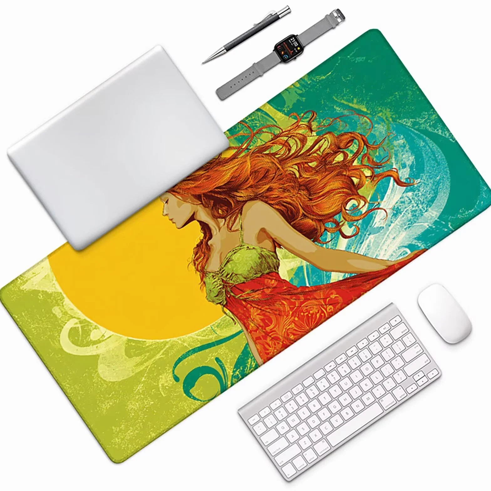 Żółta podkładka pod mysz do gier 1500 x 800 x 3 mm duża podkładka pod mysz XXL, podkładka pod mysz z antypoślizgową gumową podstawą, podkładka na biurko do komputera, prezent biurowy z-1548