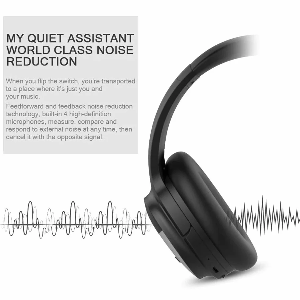Bezprzewodowe słuchawki ADITAM, składane stereofoniczne bezprzewodowe słuchawki Bluetooth nauszne z mikrofonem Redukcja szumów Połączenie w trybie głośnomówiącym, asystent głosowy, ciemnozielony