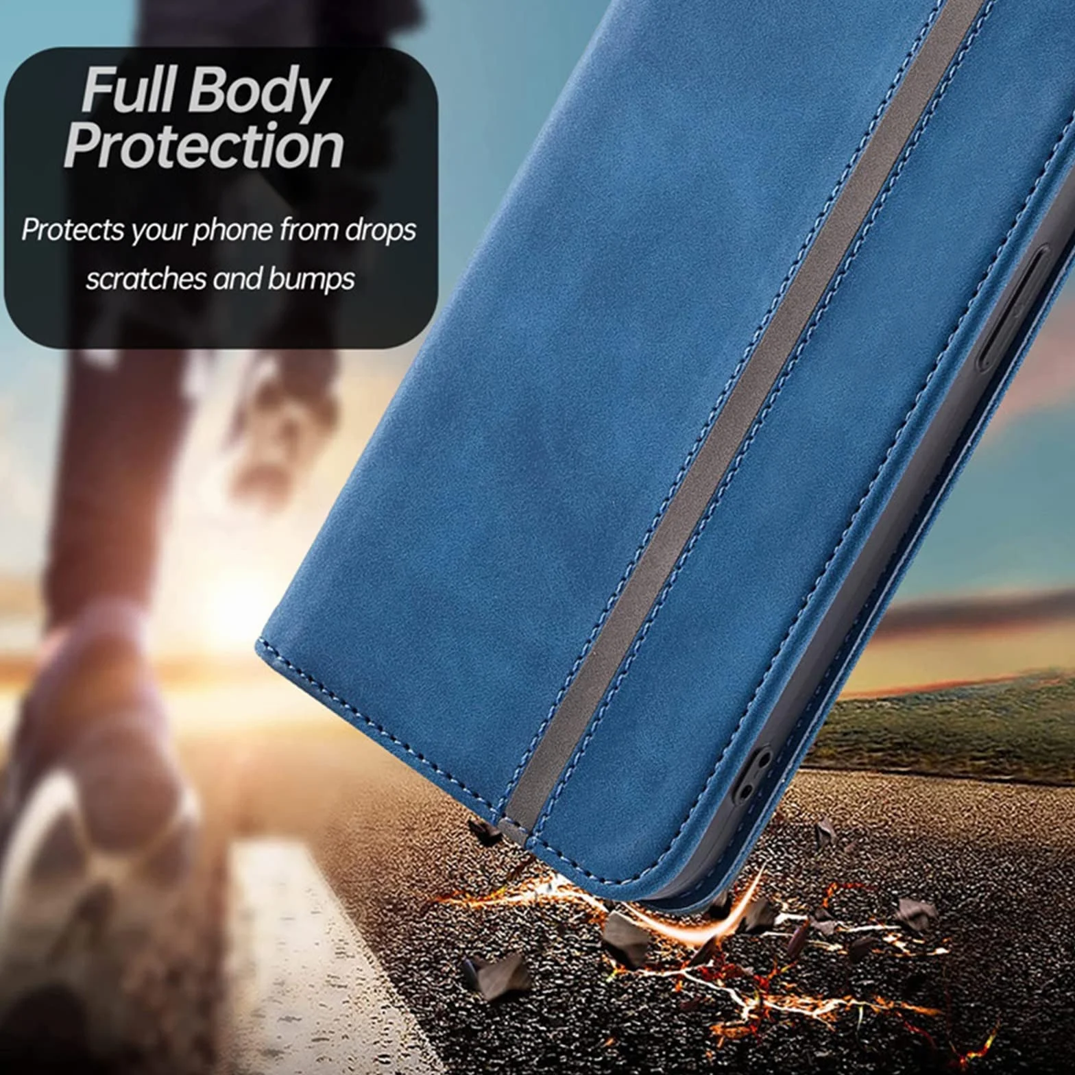 Etui do Samsung Galaxy S22/S22 Plus/S22 Ultra, skórzany portfel etui z przegródką na karty gotówkę magnetyczne zamknięcie etui z klapką na telefon, niebieskie, S22 Plus 6,5 cala
