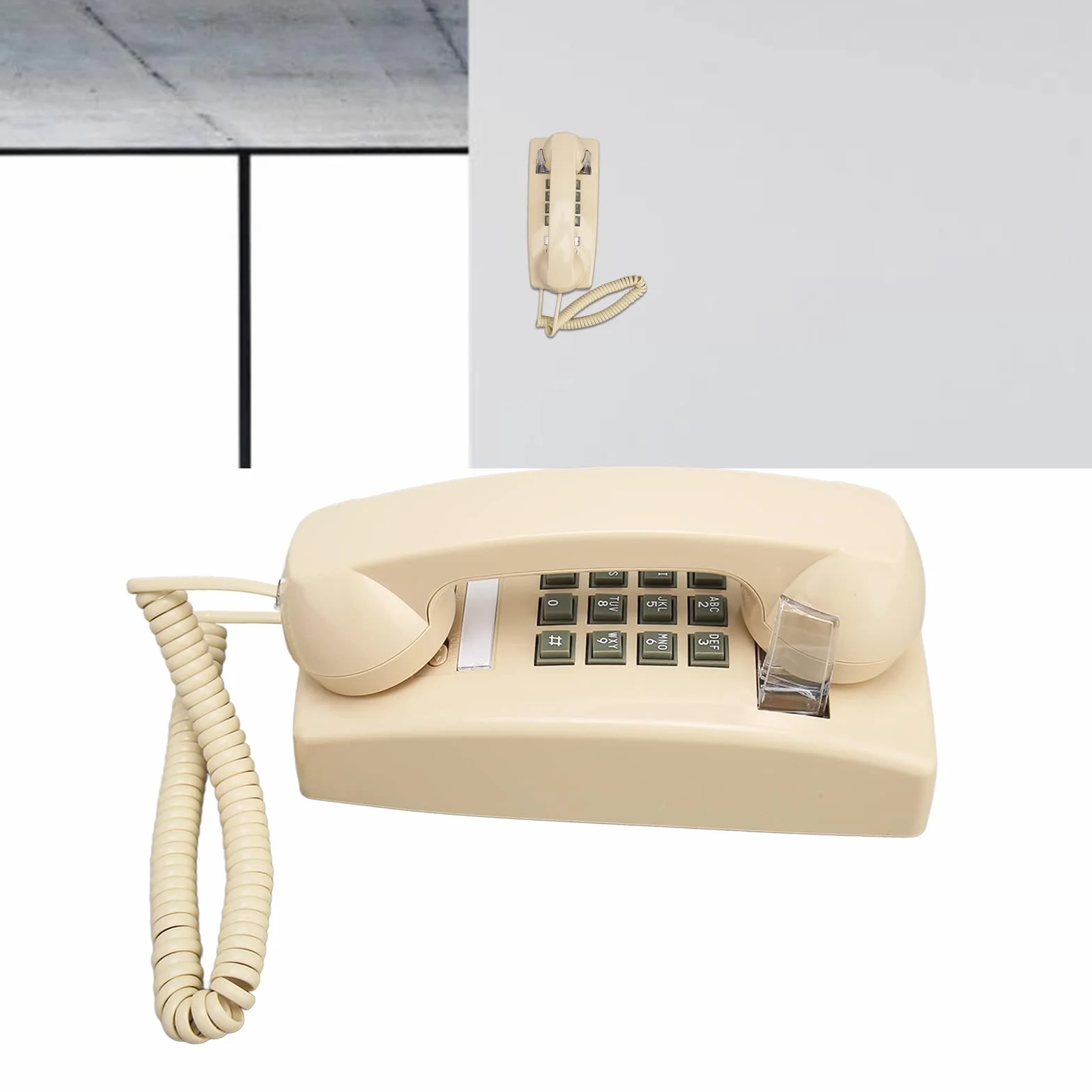 Telefon ścienny w Stylu Vintage, Telefon ścienny w Stylu Retro do Telefonu Stacjonarnego z Mechanicznym Dzwonieniem, Telefon ścienny z regulacją Głośności dla Seniora, łazienka,