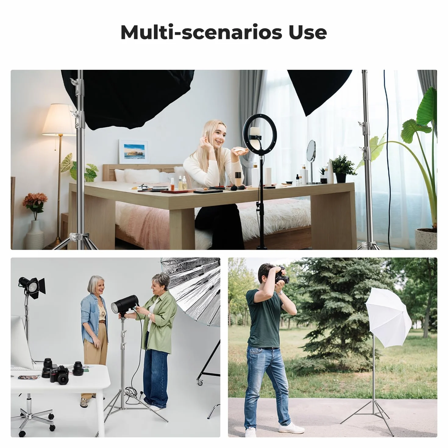 K&F Concept 2,8 m stojak oświetleniowy ze stali nierdzewnej, amortyzowany sprężynowy, wytrzymały statyw fotograficzny z uniwersalnym adapterem śrubowym 1/10.2 cm do 3/20.3 cm do stroboskopu, światła