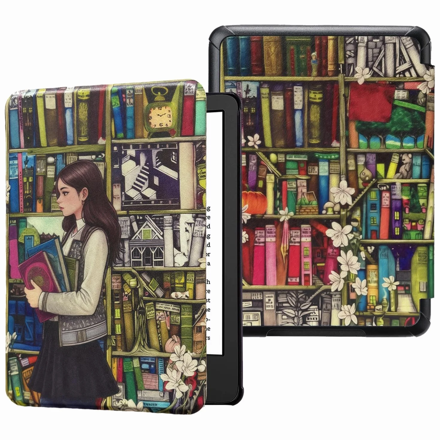 SCSVPN Dwustronne magnetyczne etui do Kindle 11. generacji 2022/2024, lekkie, wysokiej jakości skóra PU, twarda tylna obudowa z paskiem na rękę, automatyczne uśpienia/budzenie, do czytnika e-booków