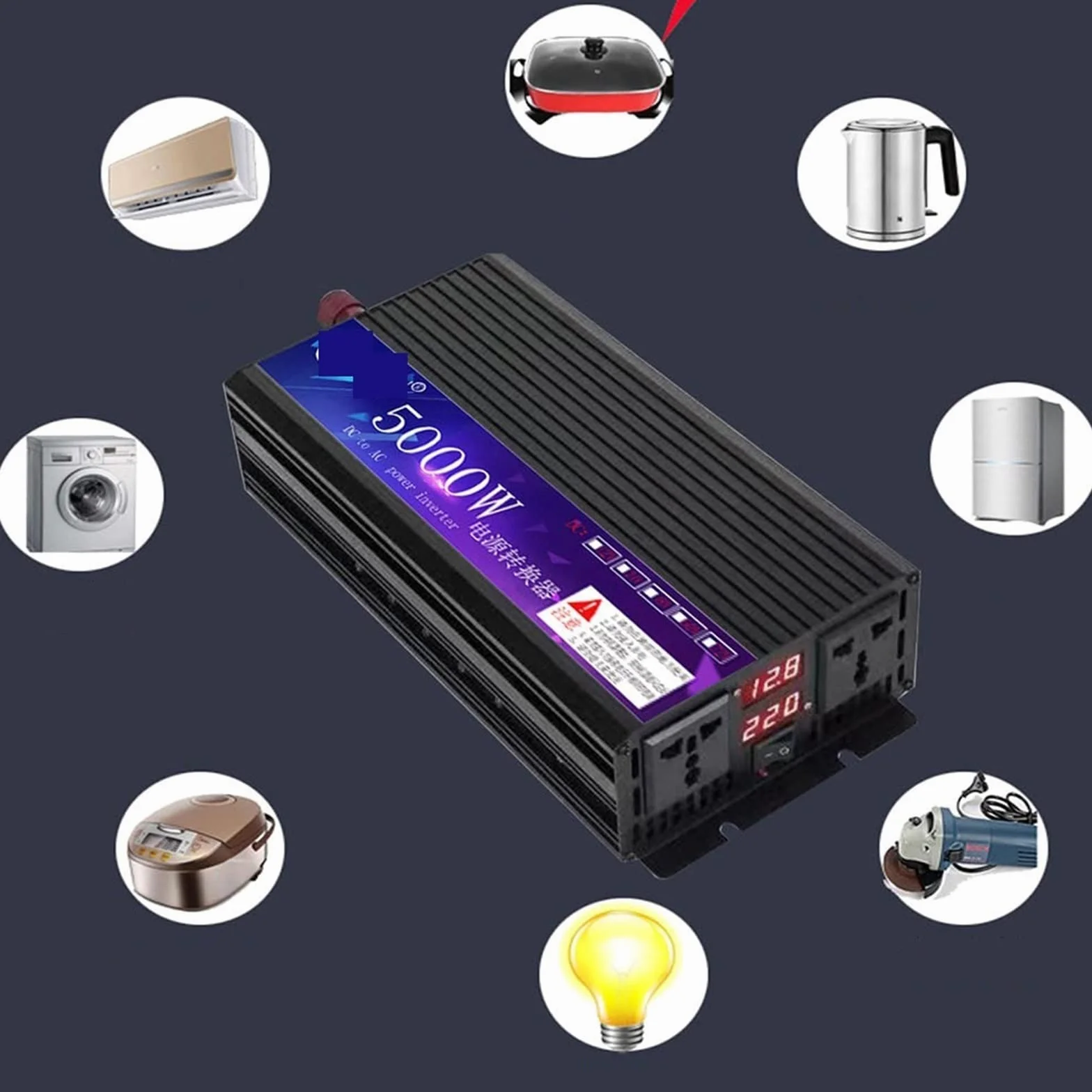 6000W słoneczna czysta fala sinusoidalna przetwornica napięcia 12V 220/110 czysta przetwornica sinusoidalna domowy falownik solarny samochód zewnętrzny bank wymiana zasilania(7000W,12V,50HZ)
