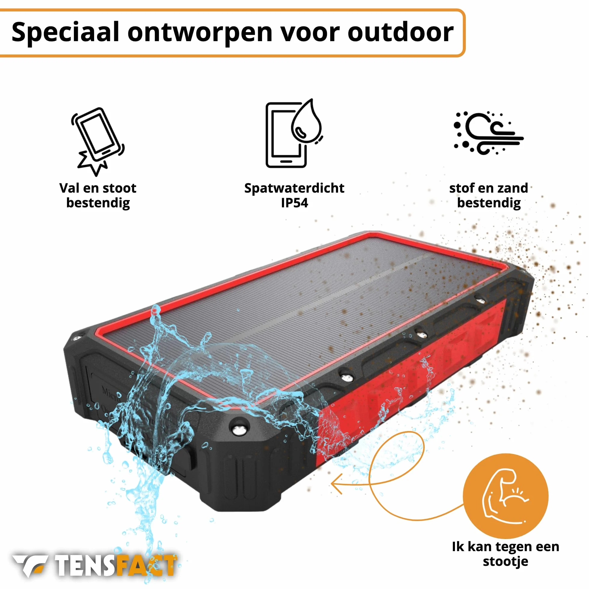 Solar Powerbank 36000 mAh bezprzewodowa ładowarka - Powerbank Solar - USB & USB-C - czerwona