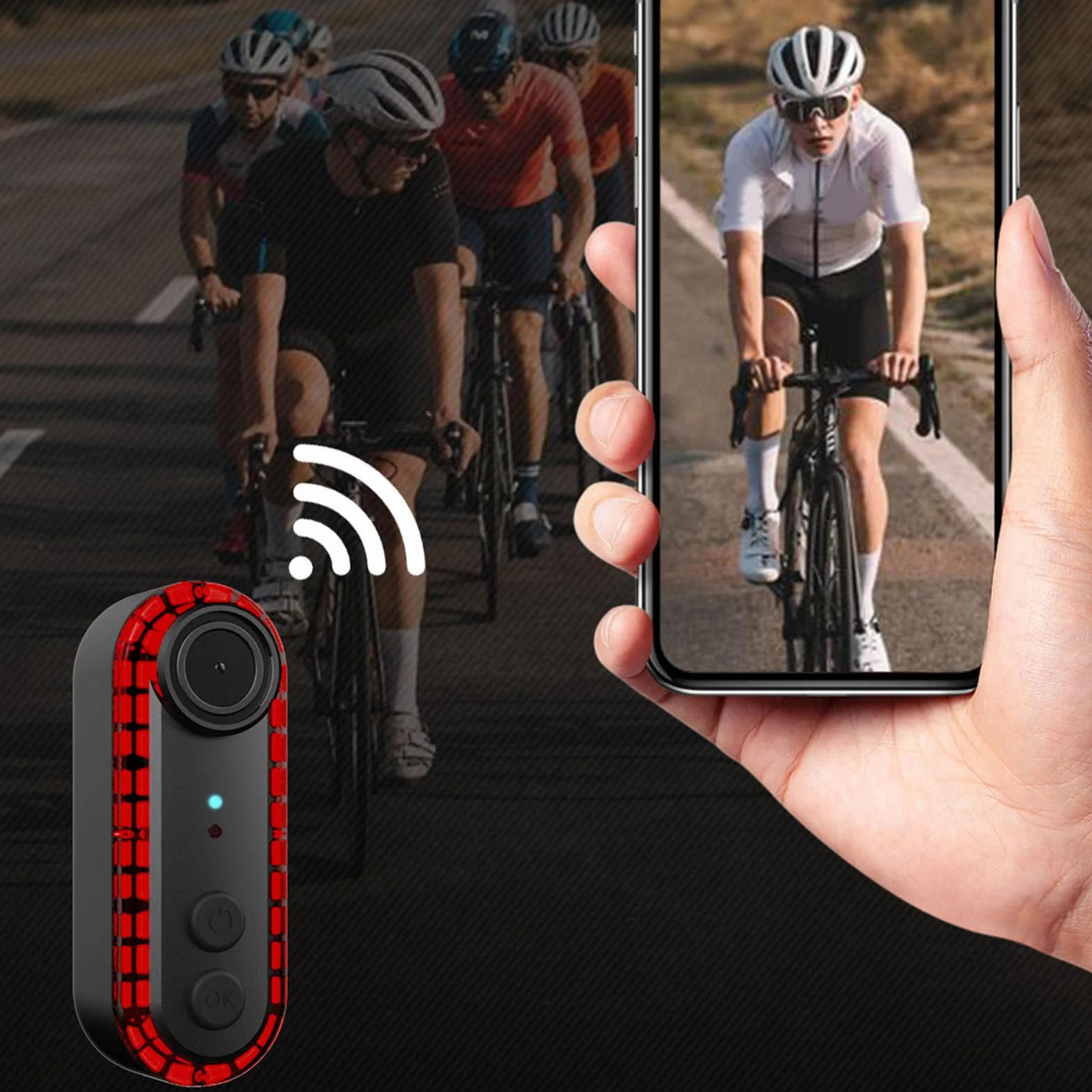 Kamera Tylna Roweru 1080p z światłem Ogonowym, 150 -stopniowe Kąt Rowerowy Aparat Sportowy, IPX6 Water Proof 3500 MAh (64GB)