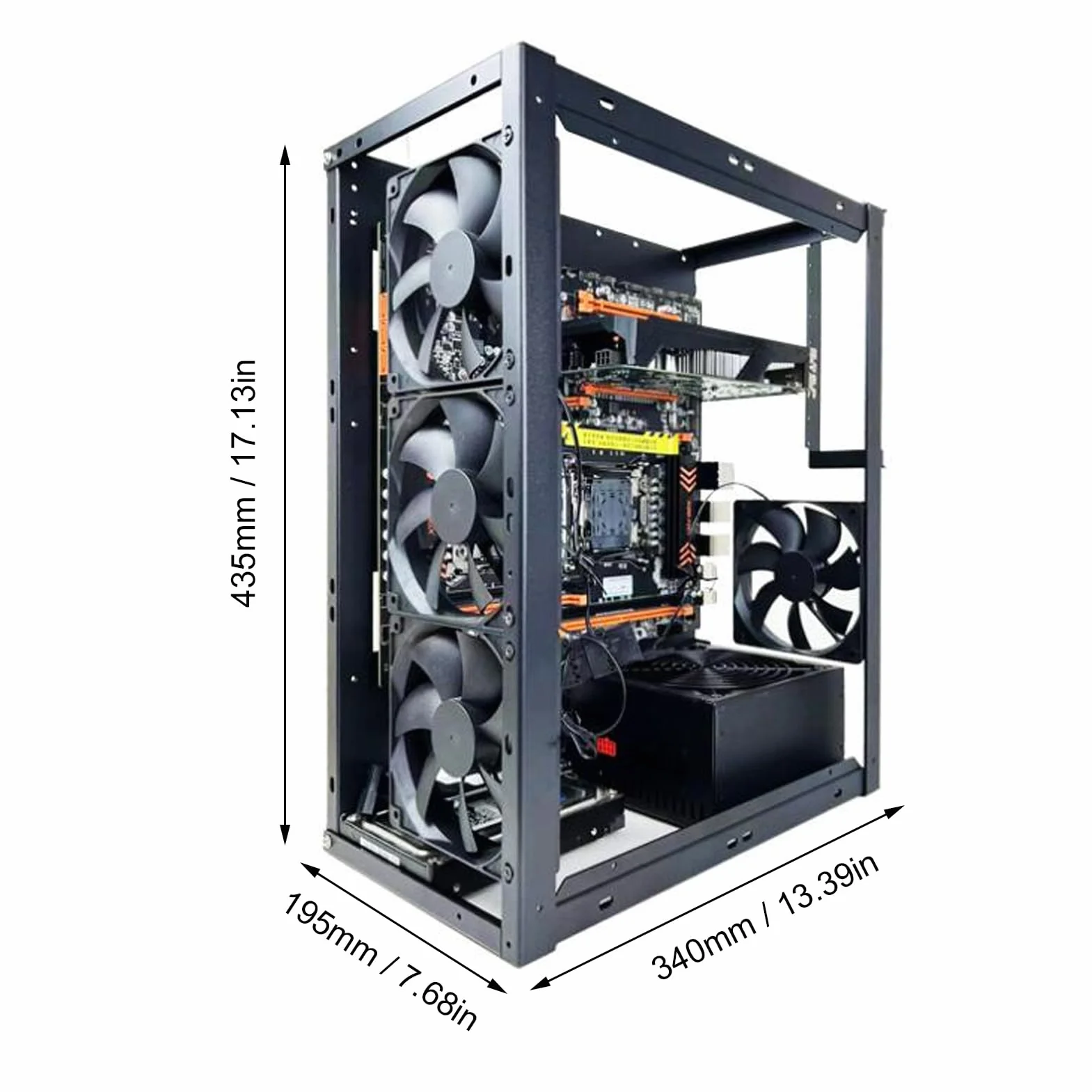 Obudowa Komputera do Gier DIY, Otwarta Obudowa ATX do Płyt Głównych E-ATX/ATX/M-ATX/ITX, Obsługa Chłodzenia Wodnego 360°, 4 Kieszenie na Dyski Twarde, Karty Graficzne o Pełnej